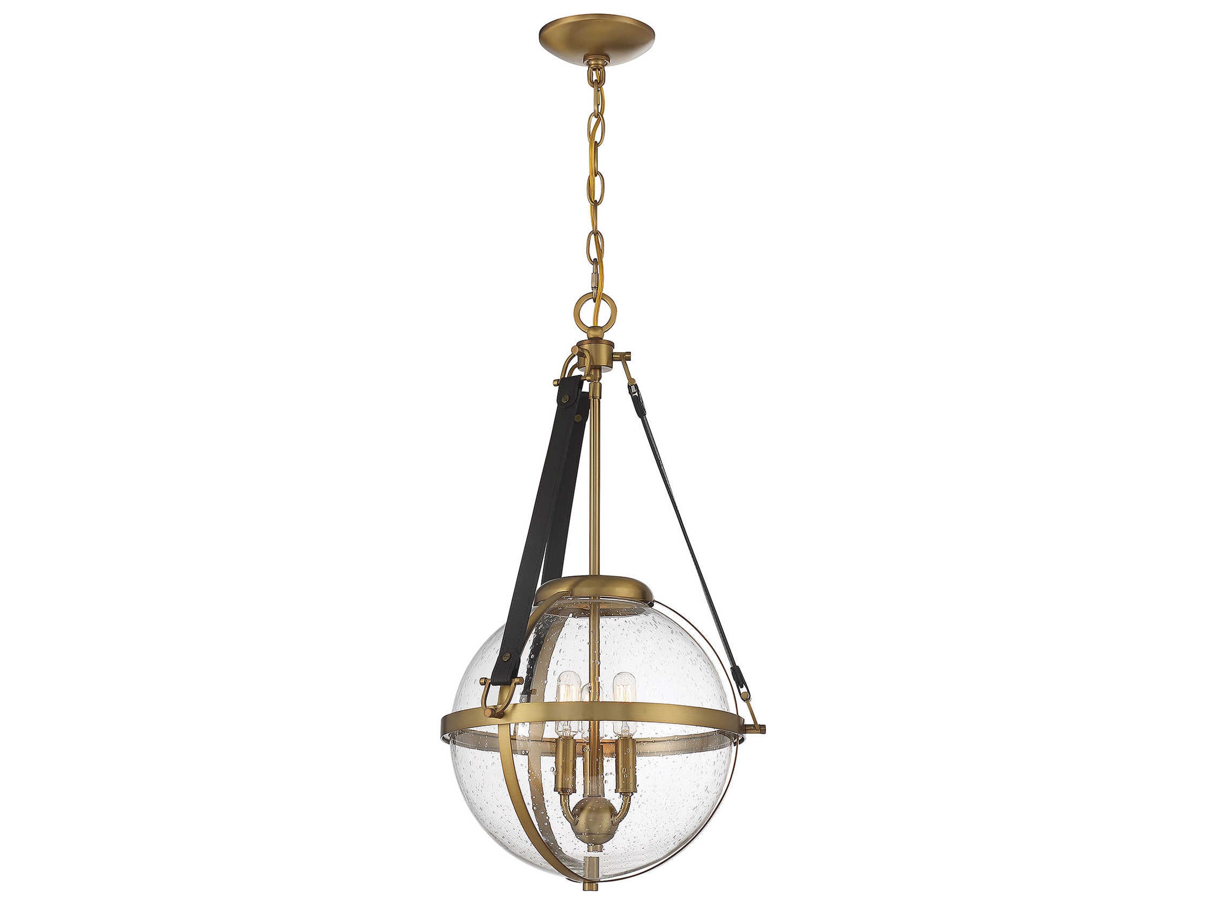 Savoy House Bozeman 3-Light Warm Brass Glass Globe Chandelier