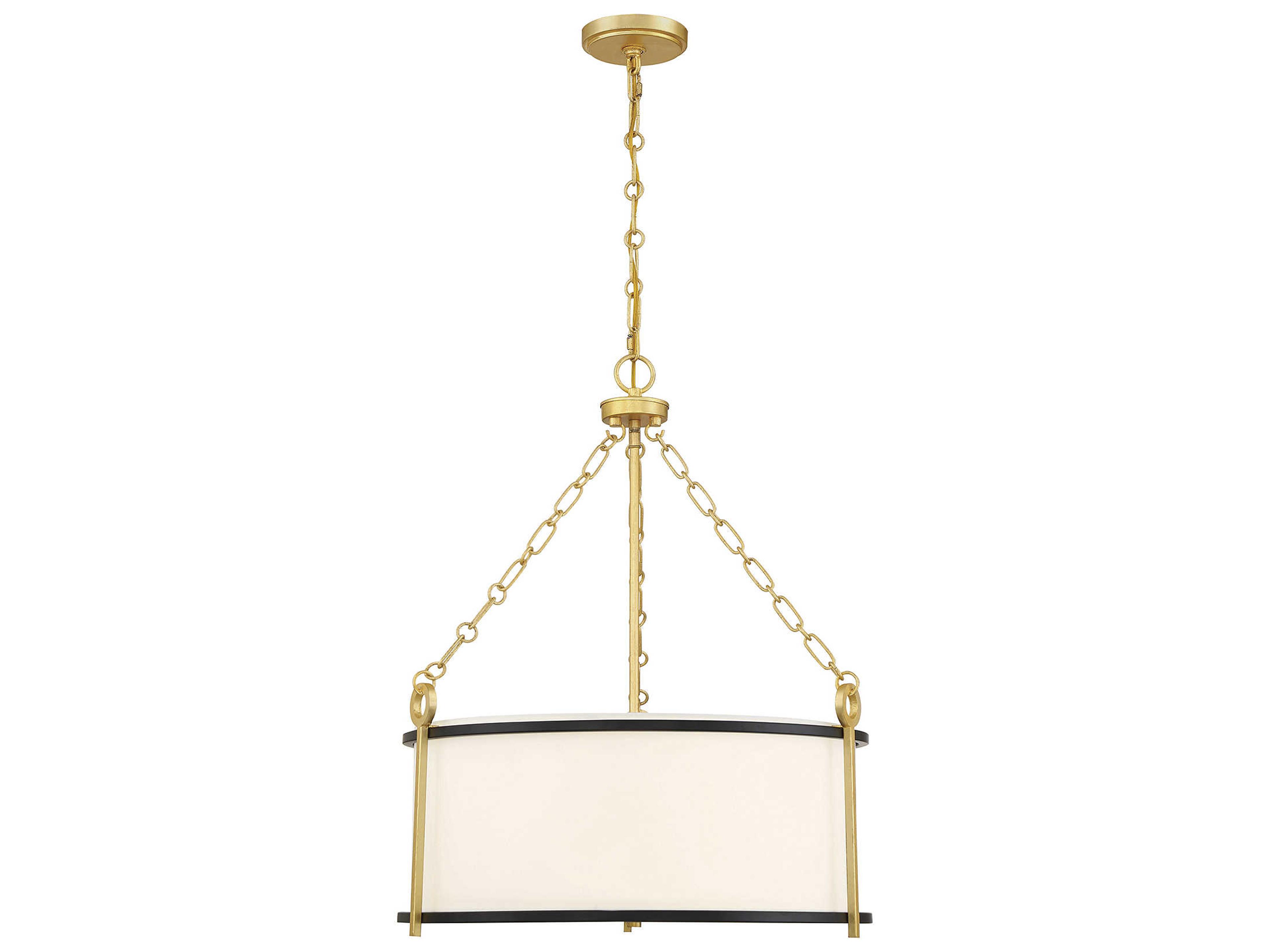 Kian 3-Light Matte Black True Gold Drum Pendant