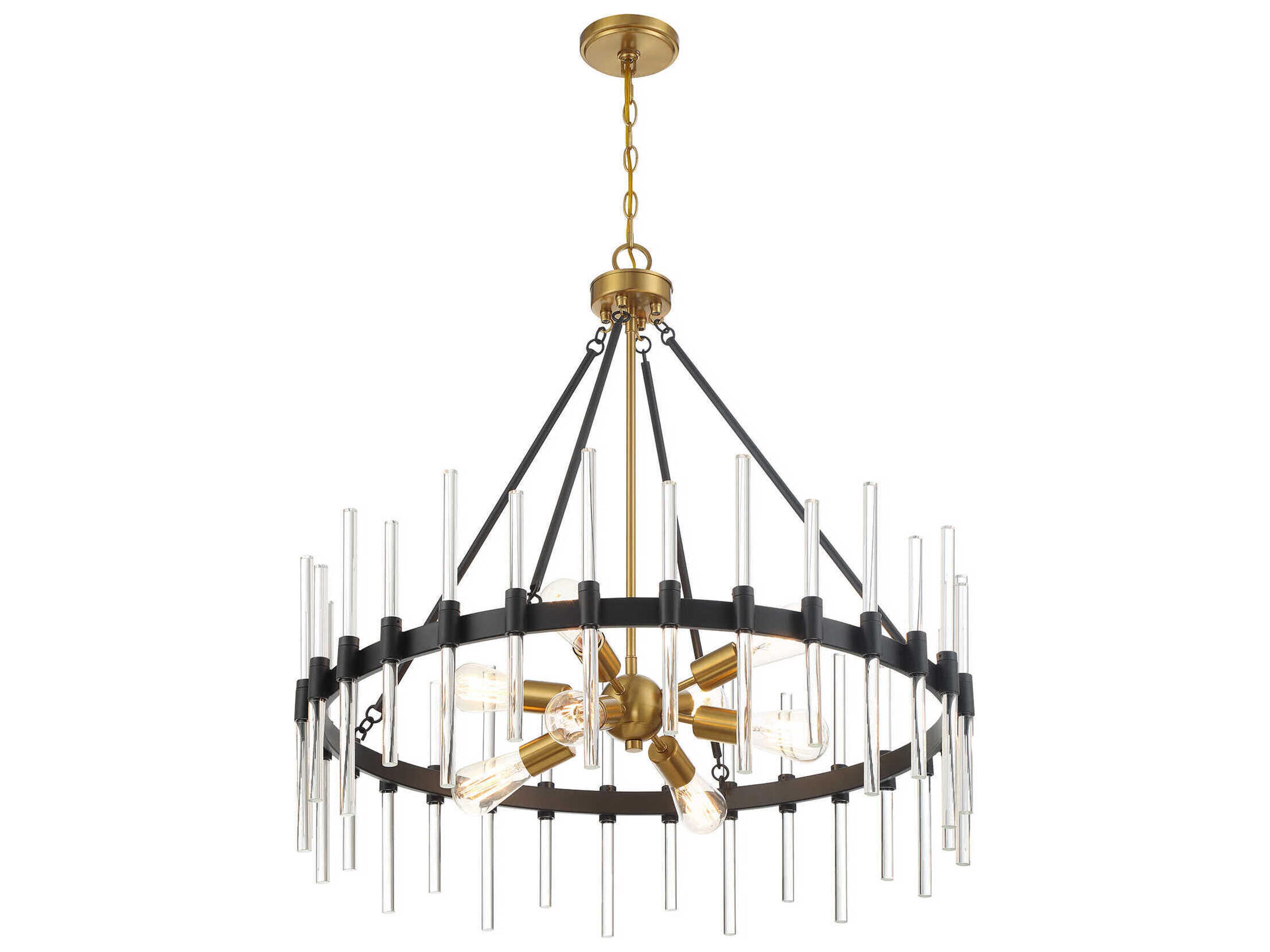 Savoy House Santiago 8-Light Matte Black Warm Brass Sputnik Pendant