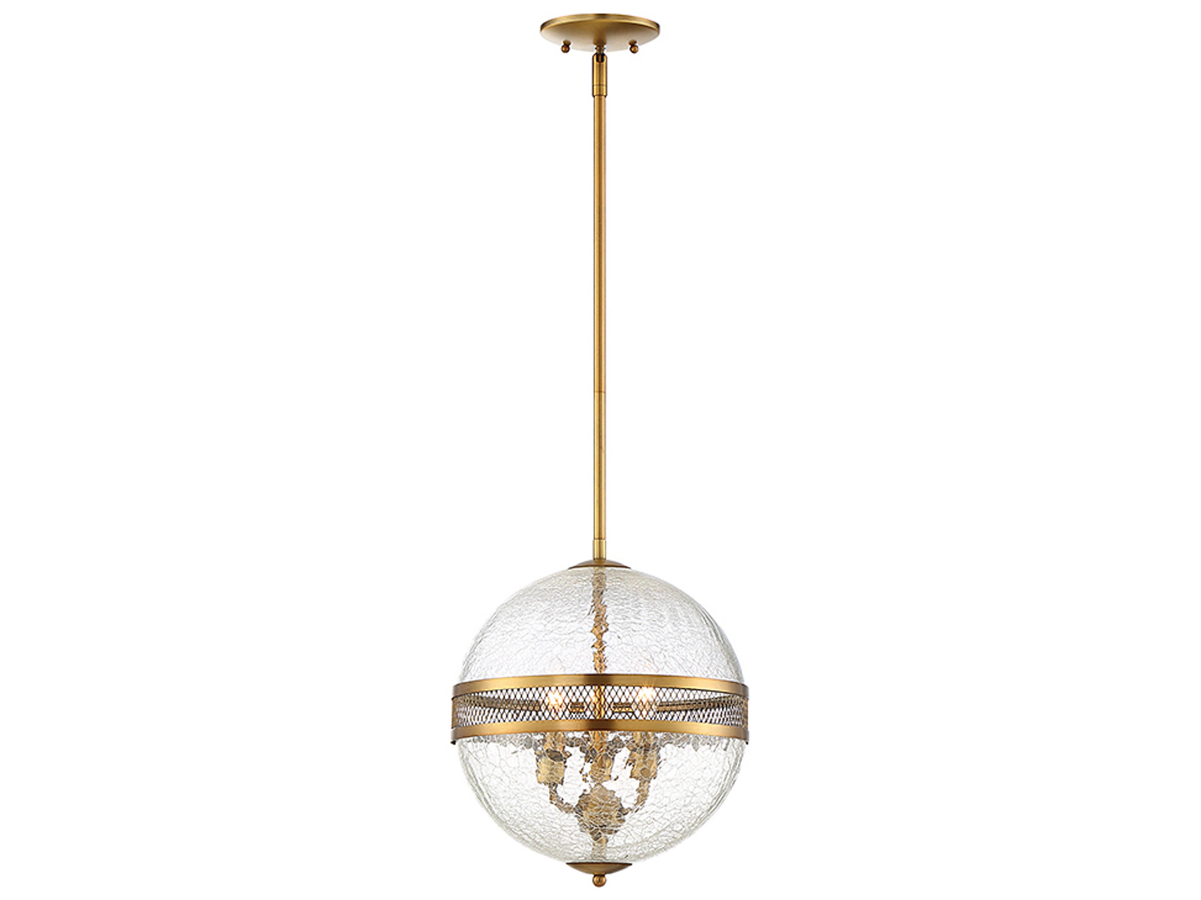 Savoy House Stirling 3-Light Warm Brass Glass Geometric Globe Mini Pendant