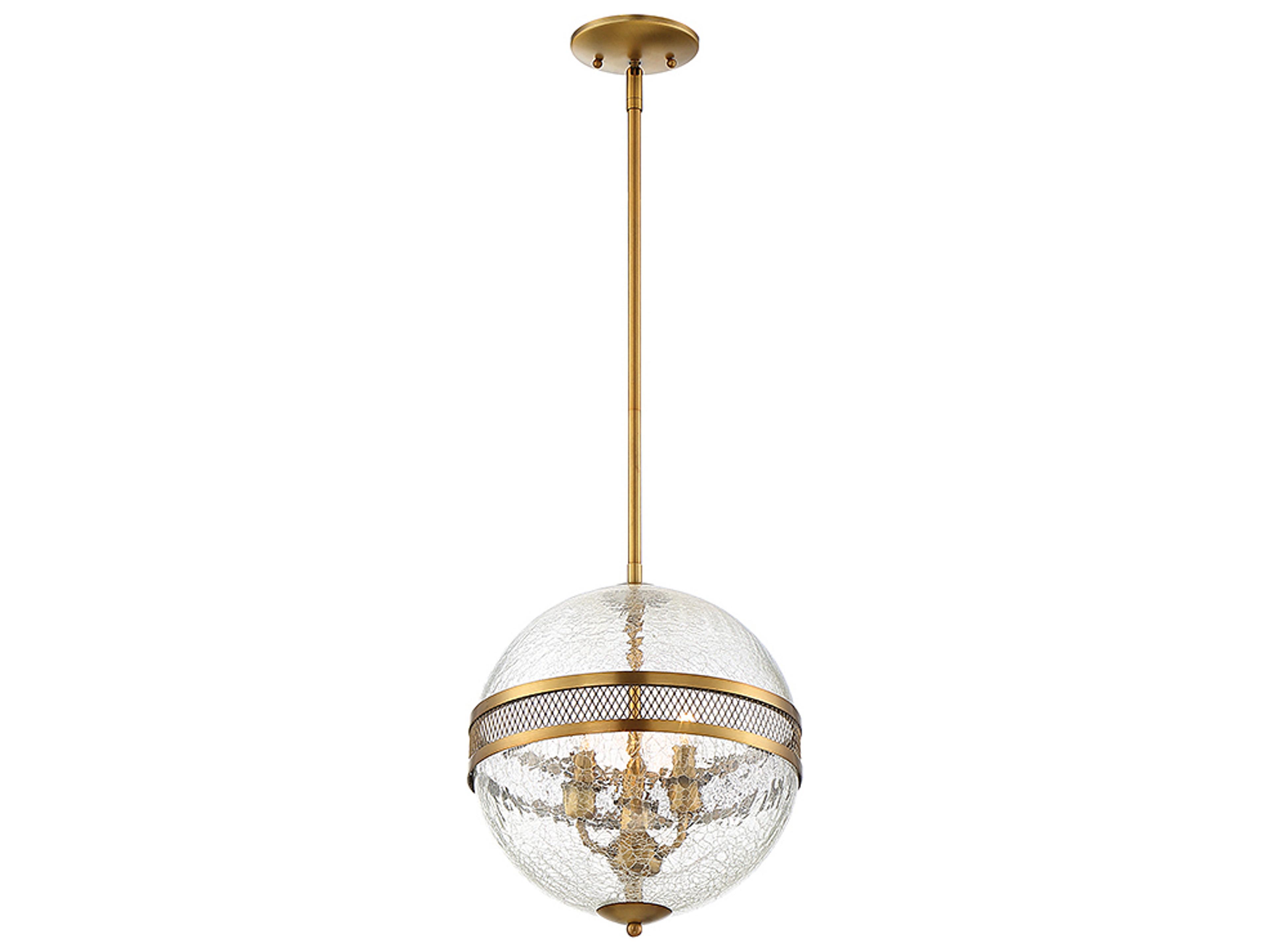 Savoy House Stirling 3-Light Warm Brass Glass Geometric Globe Mini Pendant