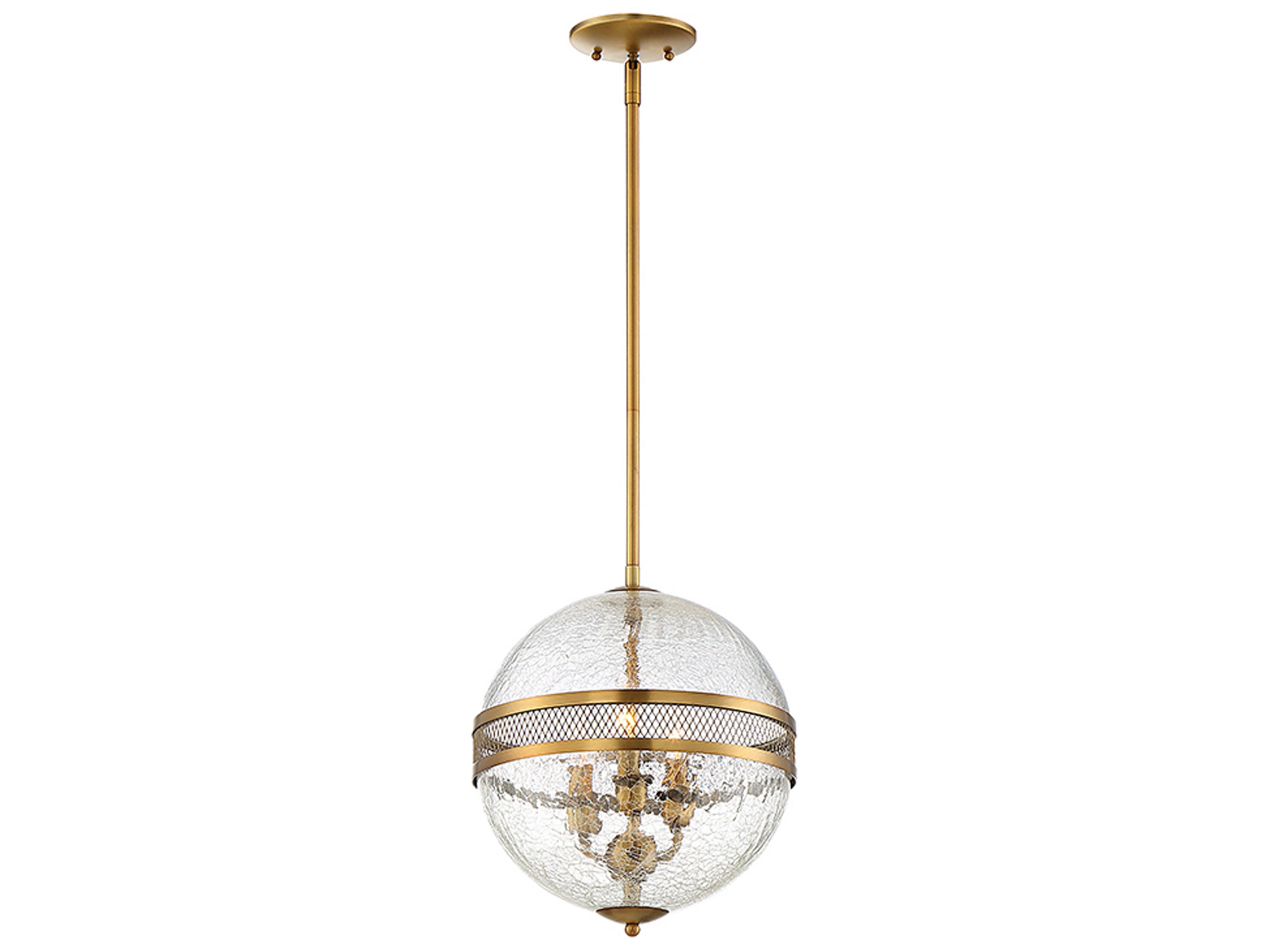 Savoy House Stirling 3-Light Warm Brass Glass Geometric Globe Mini Pendant