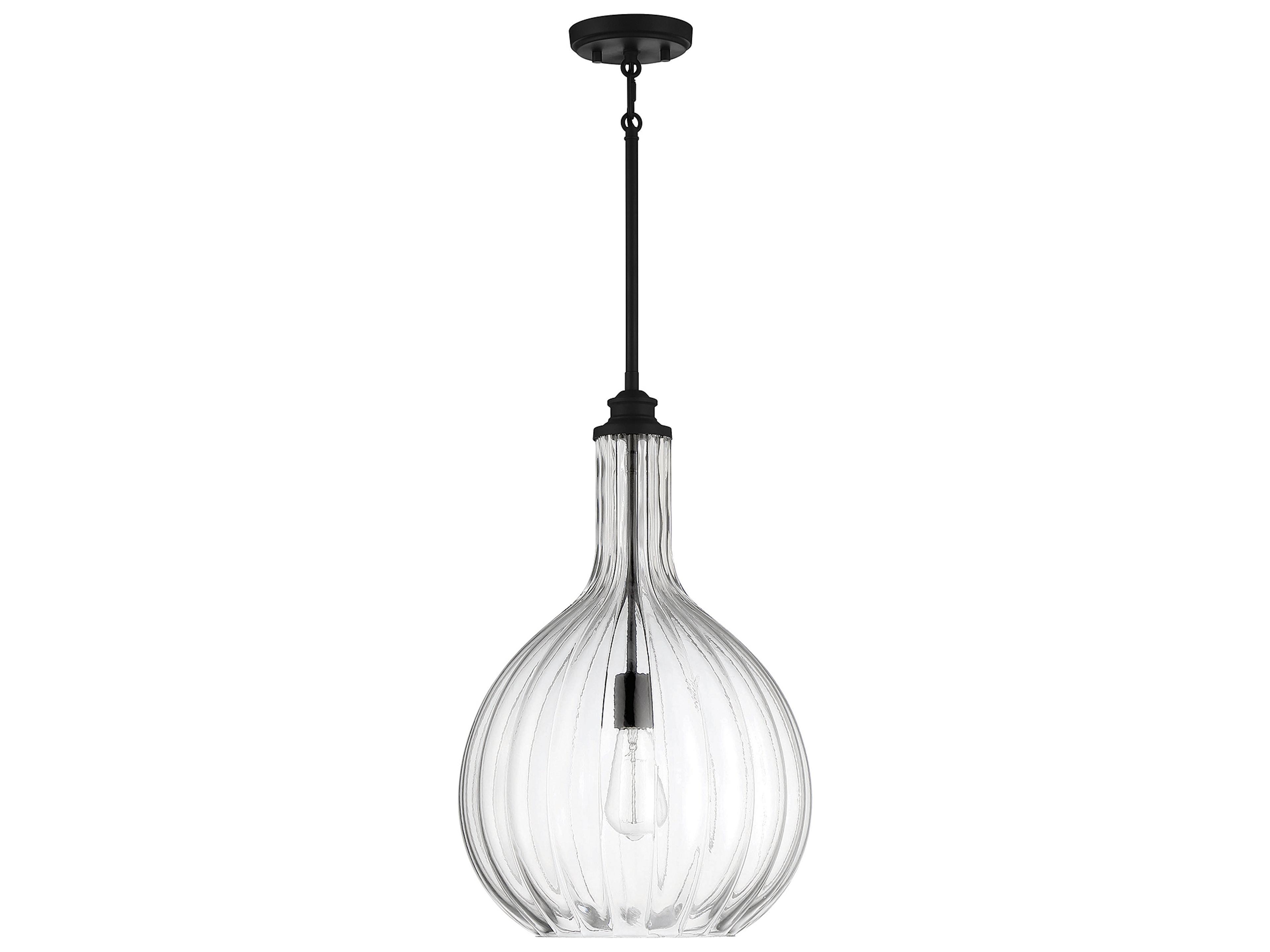 Savoy House Brandon 1-Light Matte Black Glass Pendant