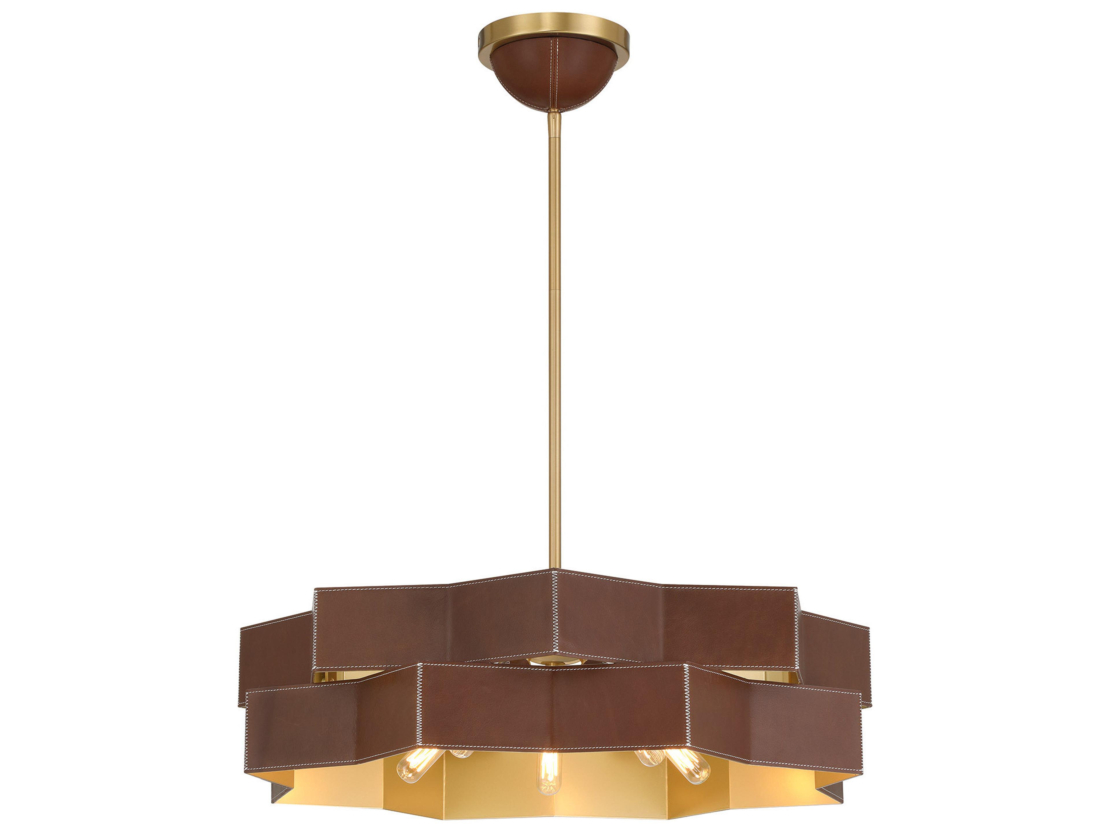 Atherton 5-Light Warm Brass Geometric Tiered Pendant