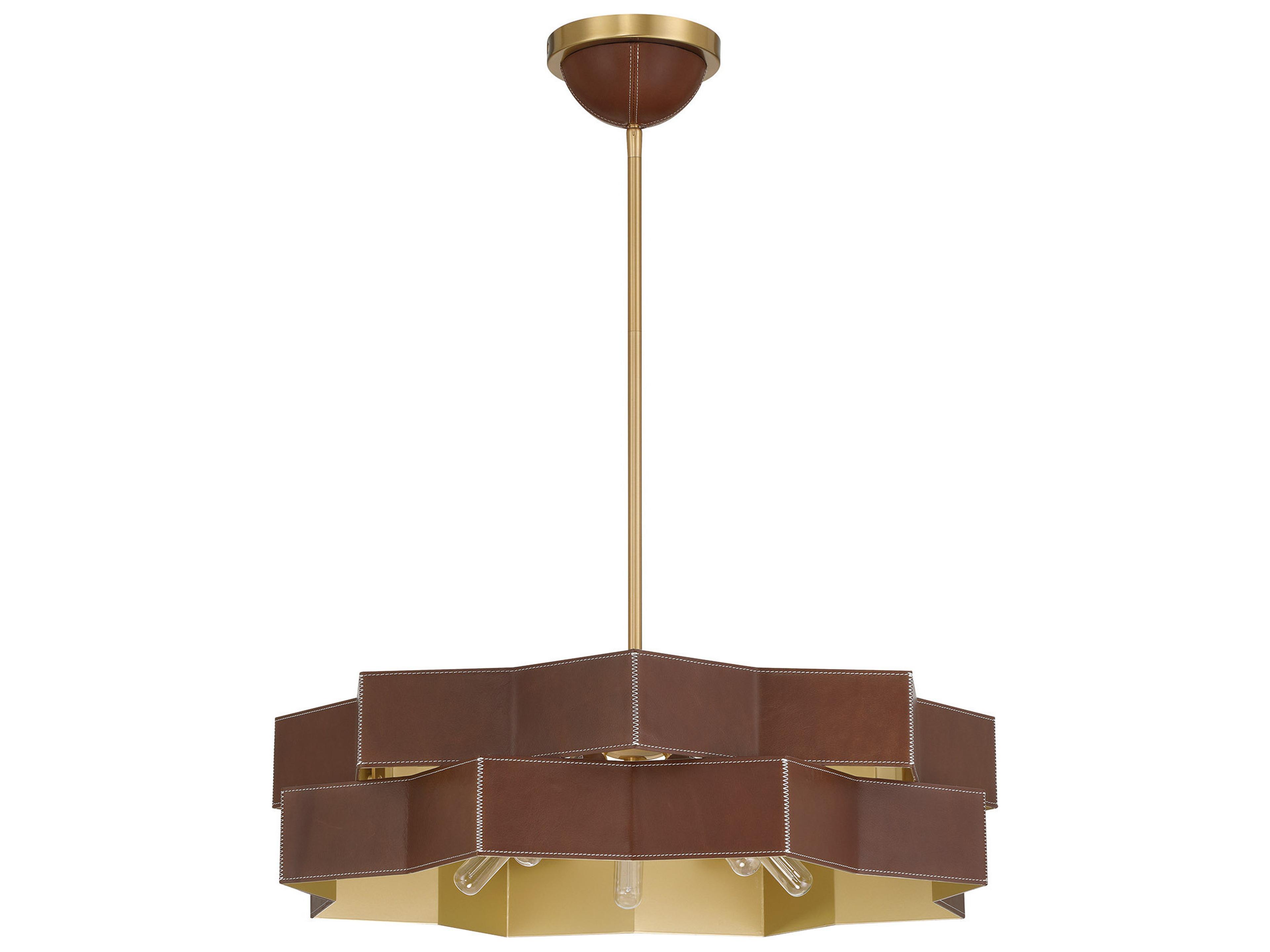 Savoy House Atherton 5-Light Warm Brass Geometric Tiered Pendant