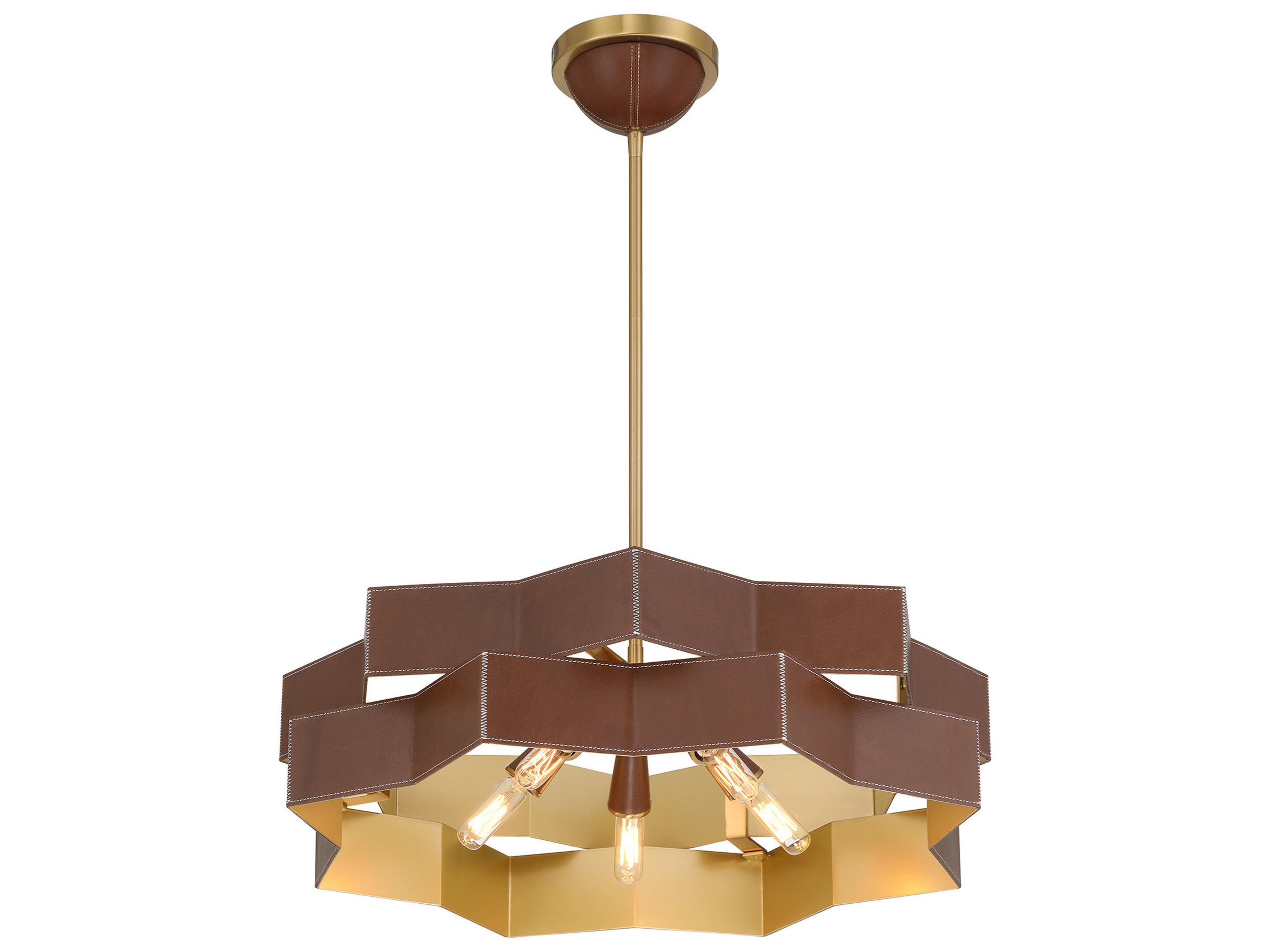 Savoy House Atherton 5-Light Warm Brass Geometric Tiered Pendant