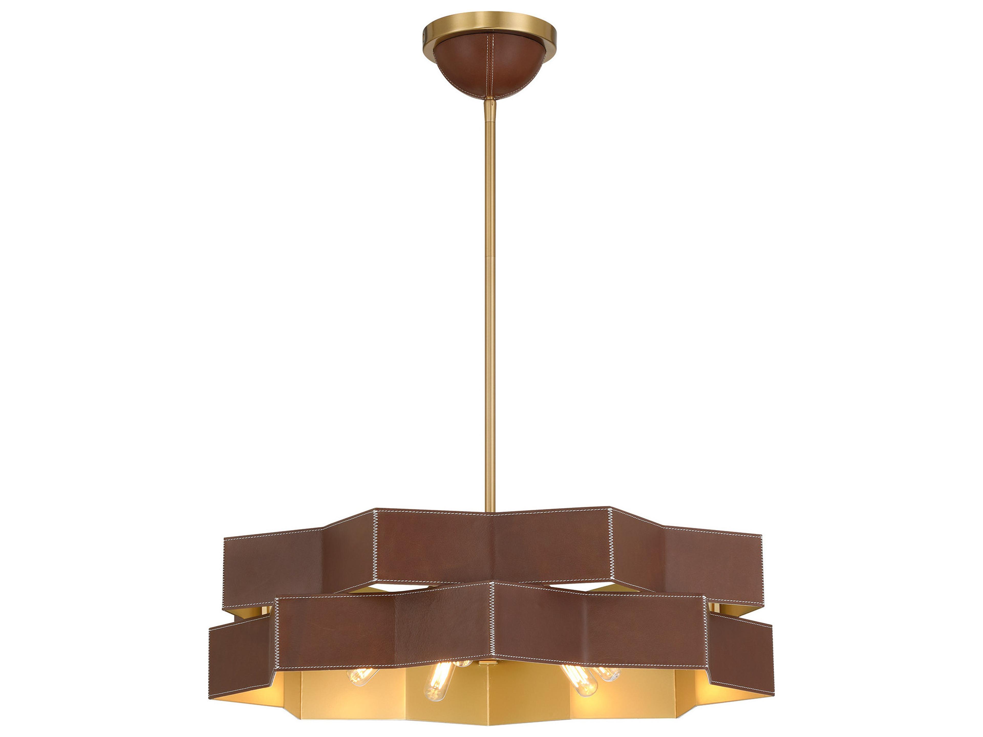 Savoy House Atherton 5-Light Warm Brass Geometric Tiered Pendant