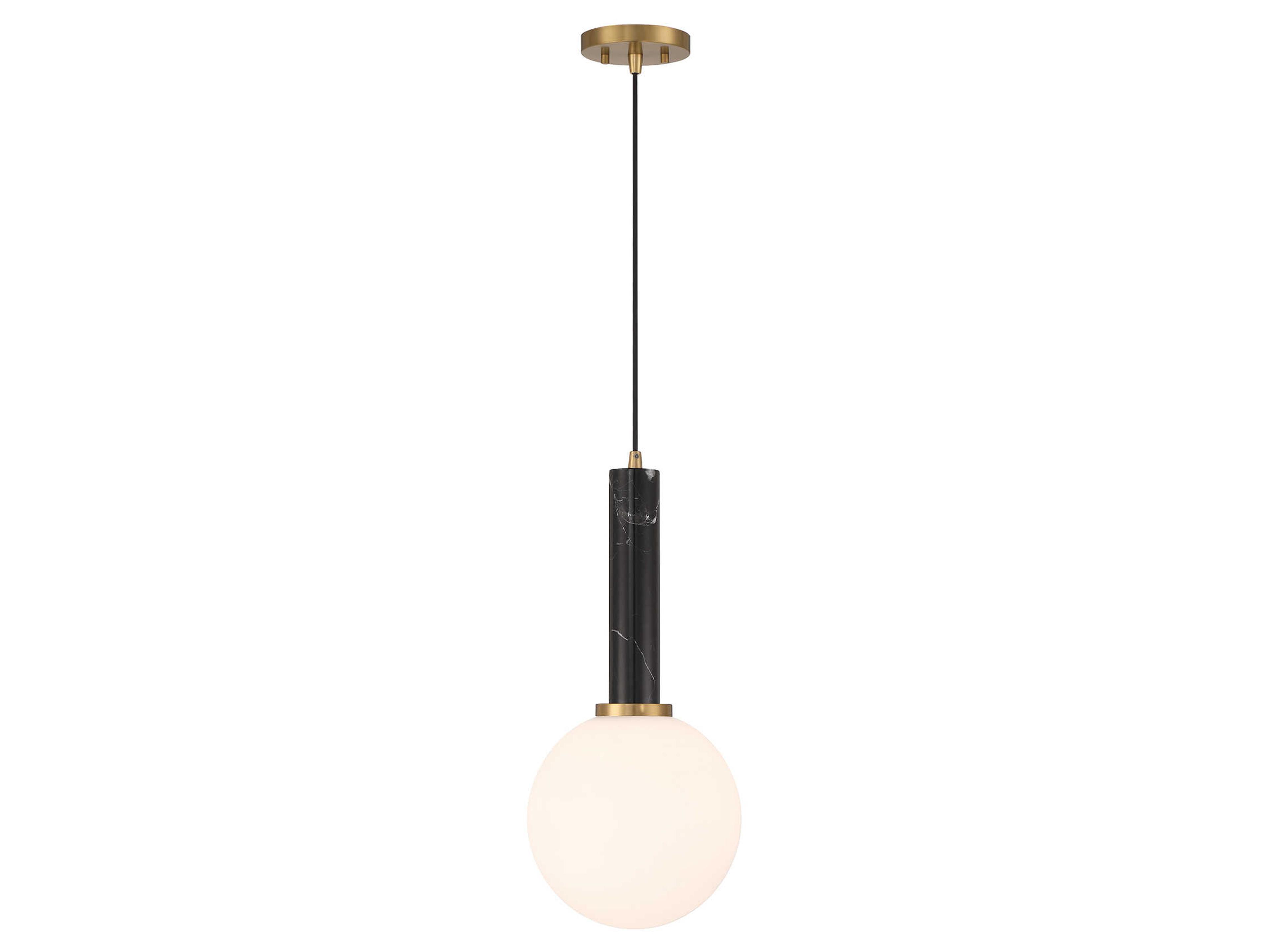 Callaway 1-Light Black Marble Warm Brass Globe Mini Pendant