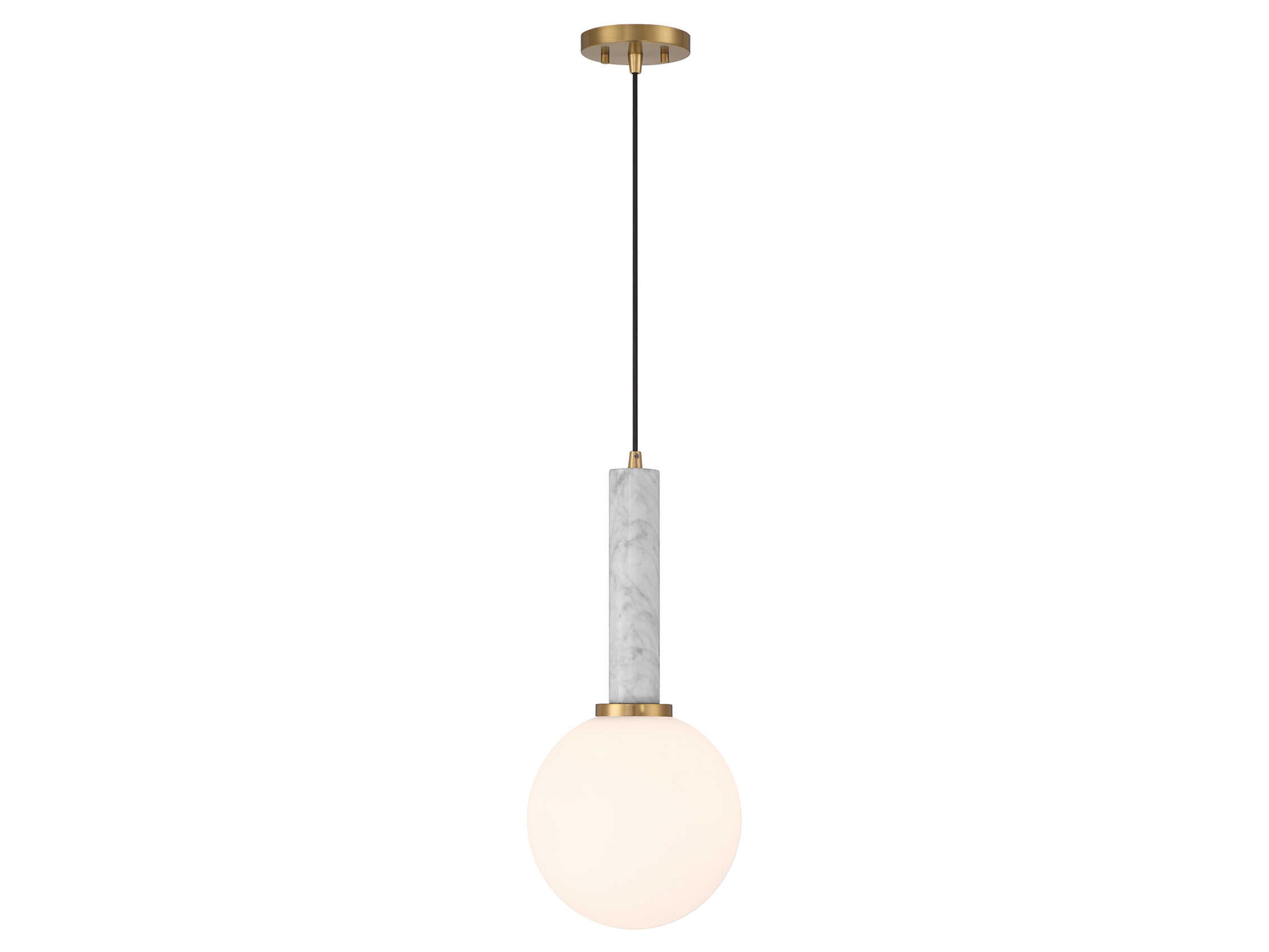 Callaway 1-Light White Marble Warm Brass Globe Mini Pendant