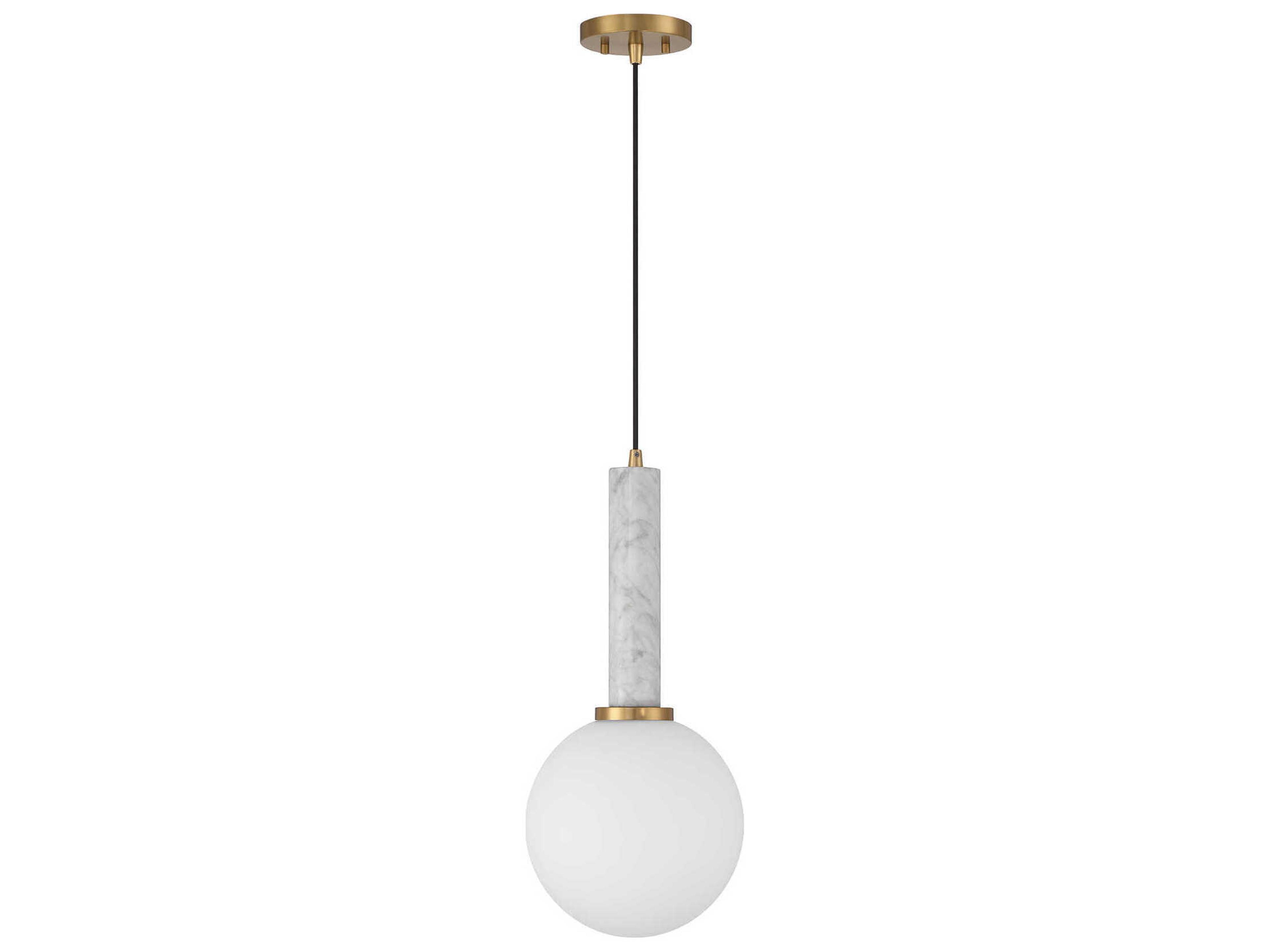 Savoy House Callaway 1-Light White Marble Warm Brass Globe Mini Pendant