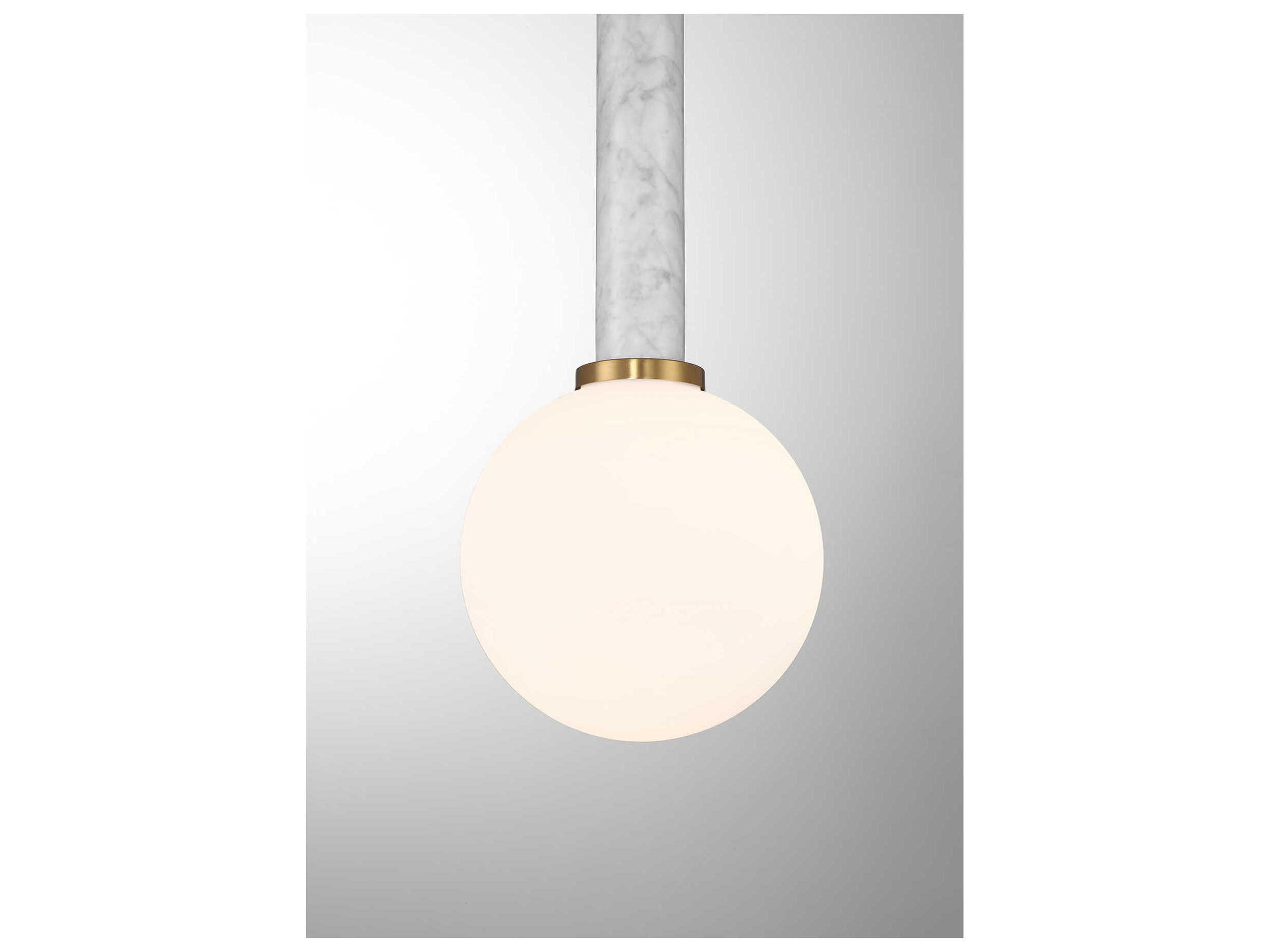 Savoy House Callaway 1-Light White Marble Warm Brass Globe Mini Pendant
