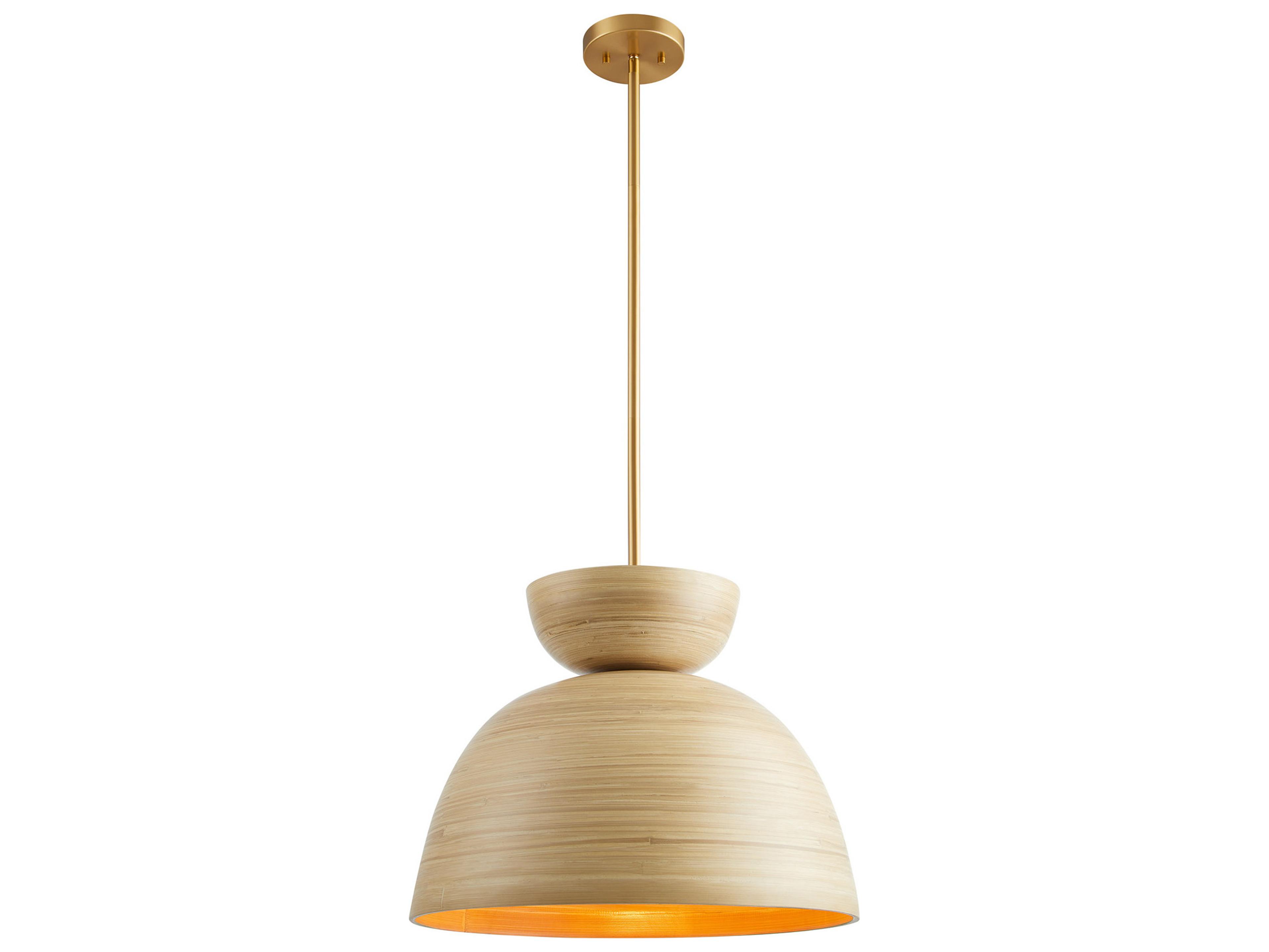 Agave 1-Light Natural Bamboo Wood Dome Pendant