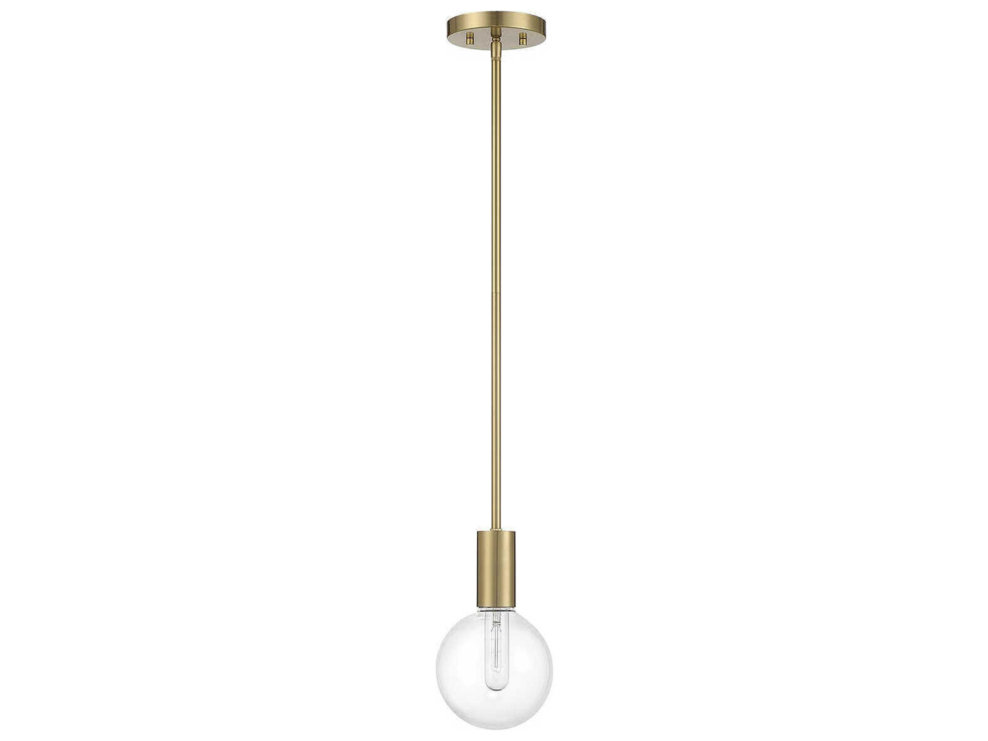 Savoy House Wright 1-Light Warm Brass Glass Globe Mini Pendant