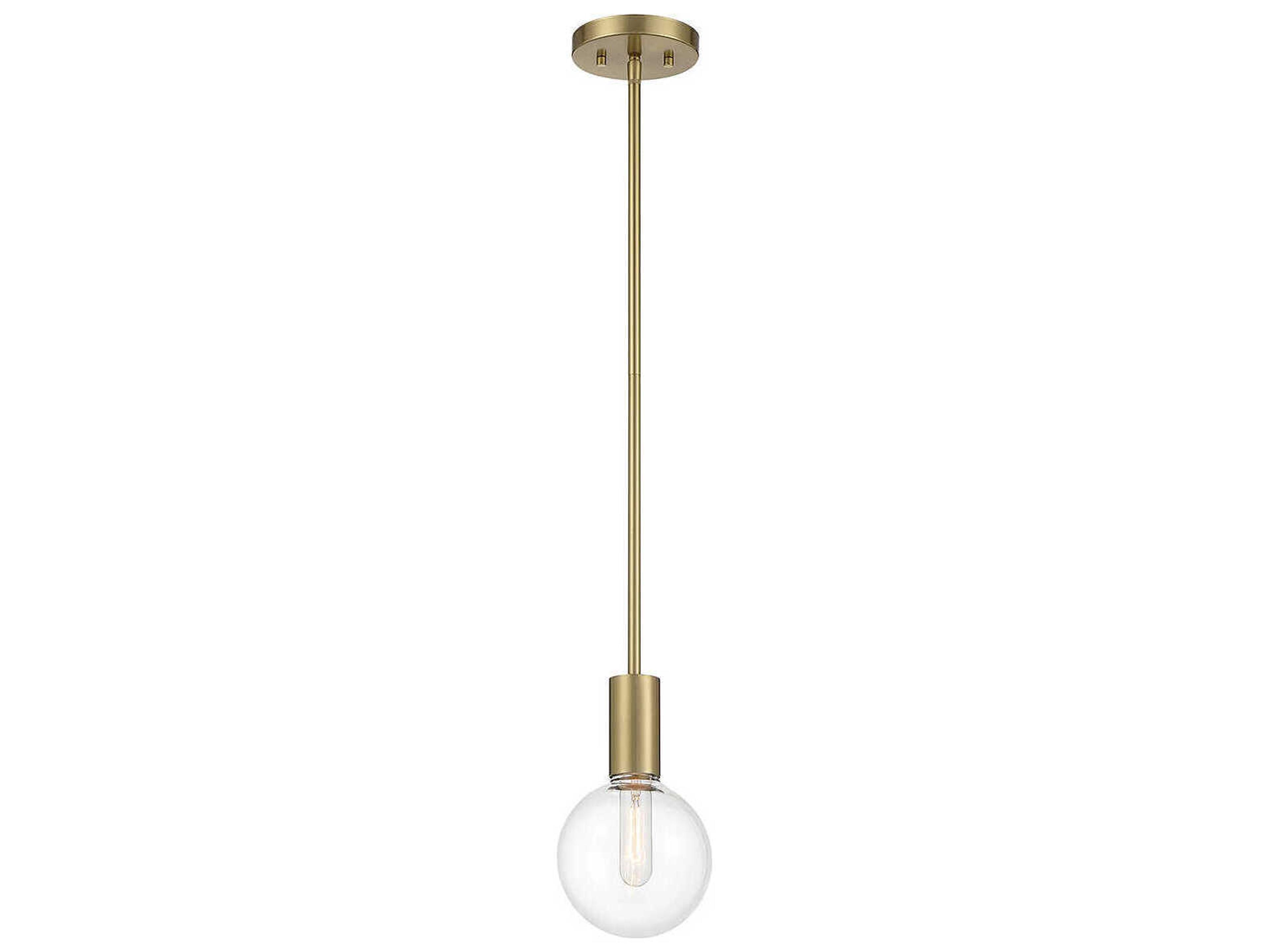 Savoy House Wright 1-Light Warm Brass Glass Globe Mini Pendant