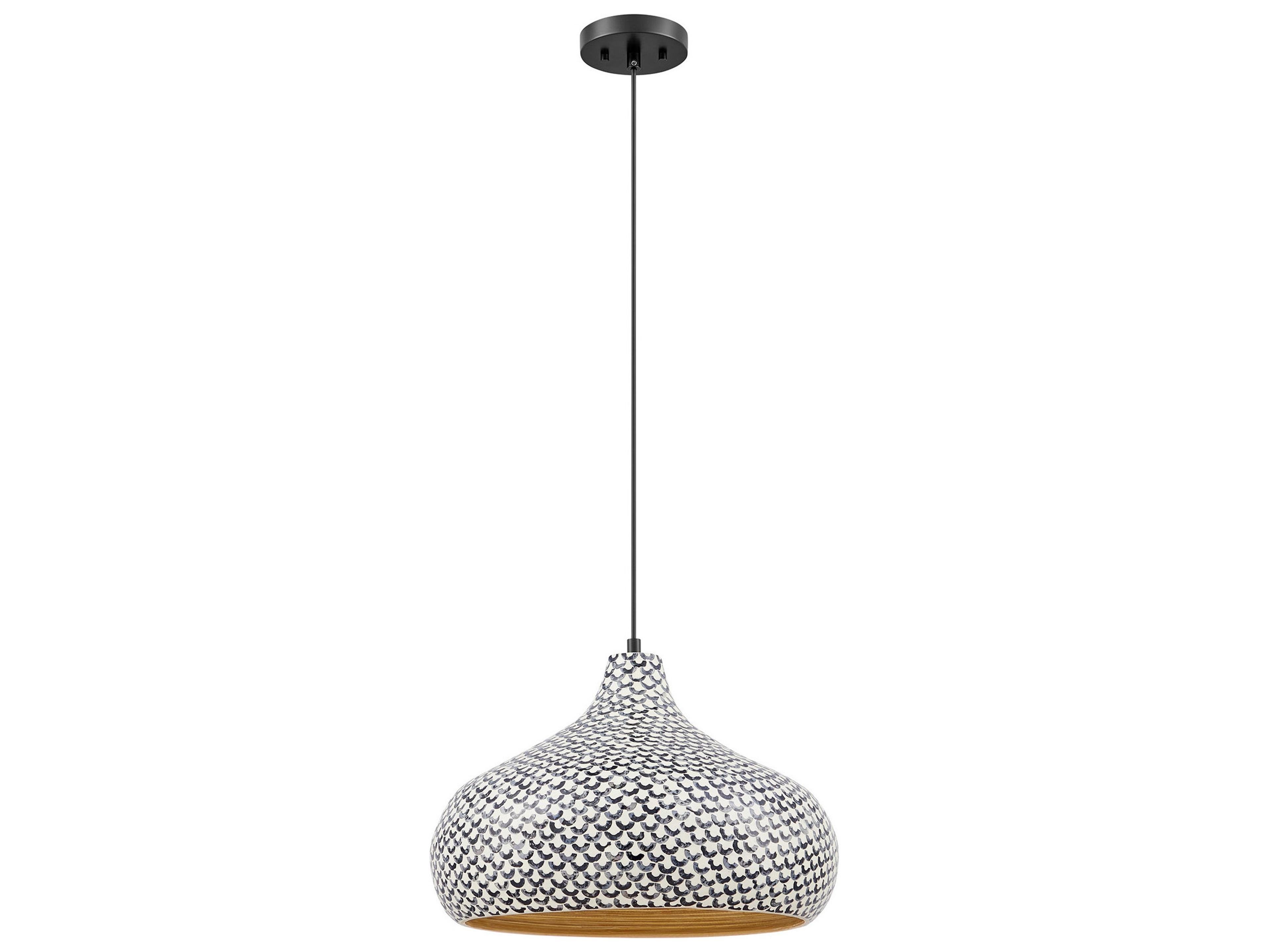 Savoy House Jade 1-Light Black White Shell Pendant