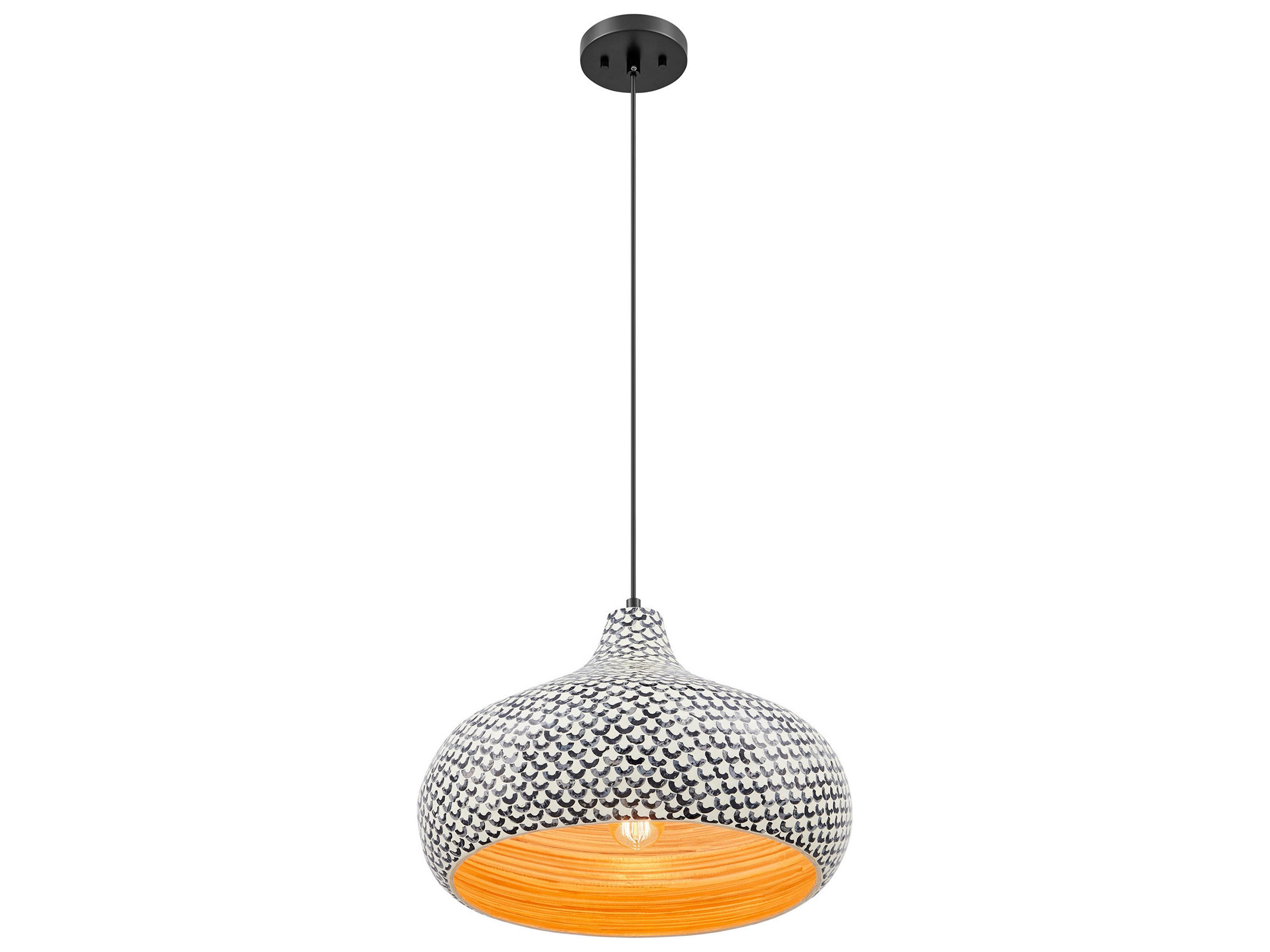 Savoy House Jade 1-Light Black White Shell Pendant