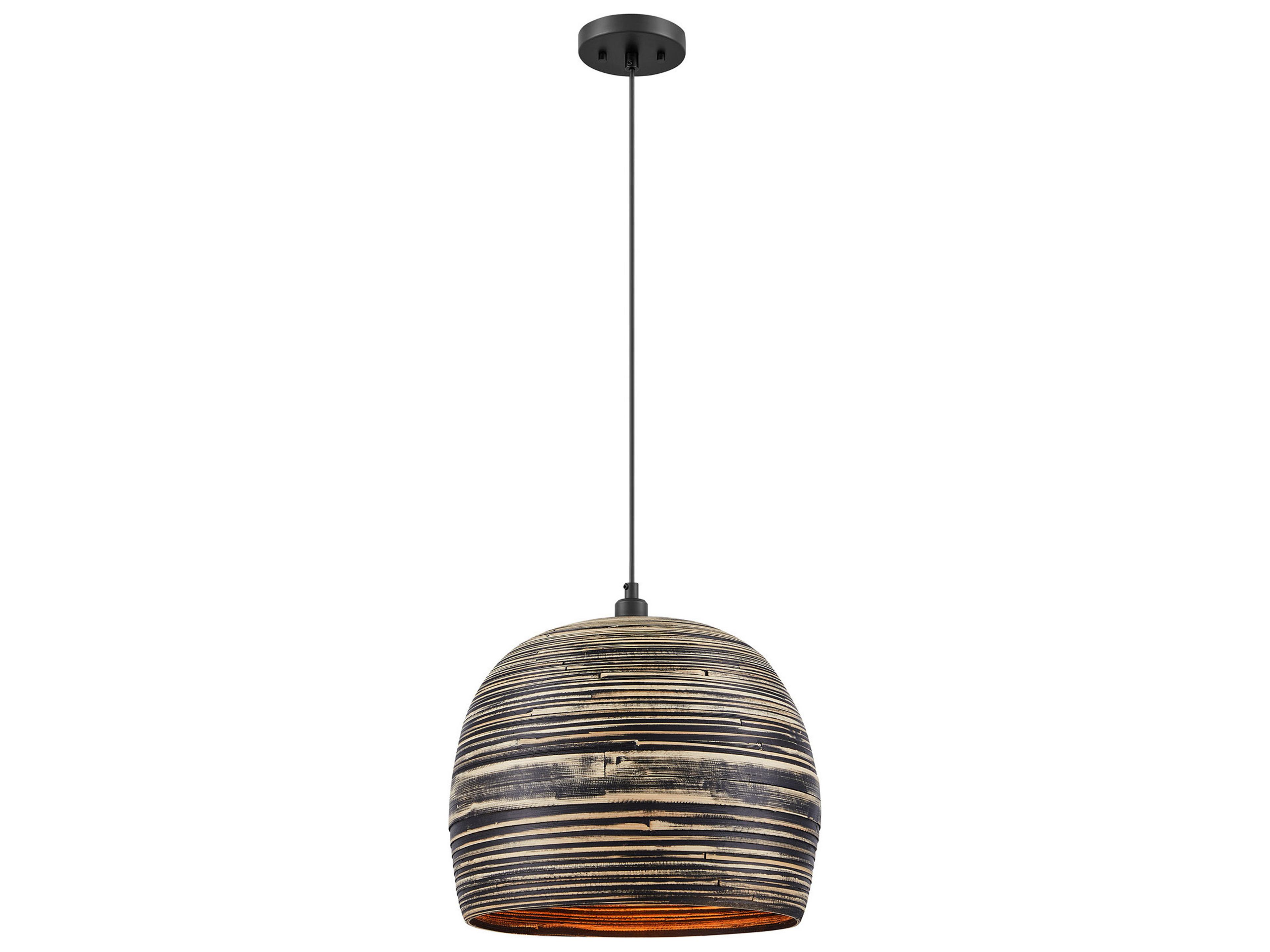 Savoy House Jamsen 1-Light Black Bamboo Wood Dome Pendant