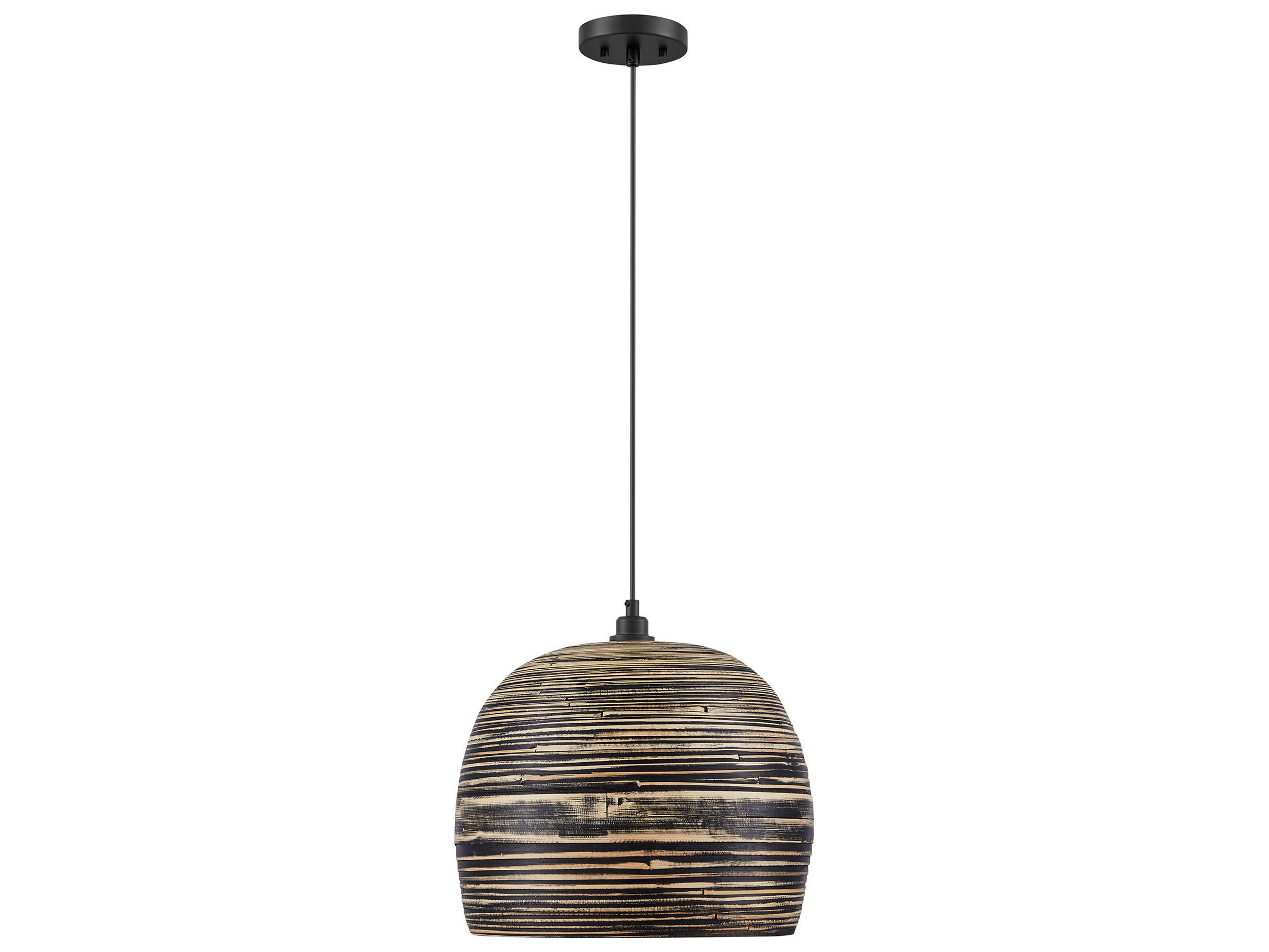 Savoy House Jamsen 1-Light Black Bamboo Wood Dome Pendant