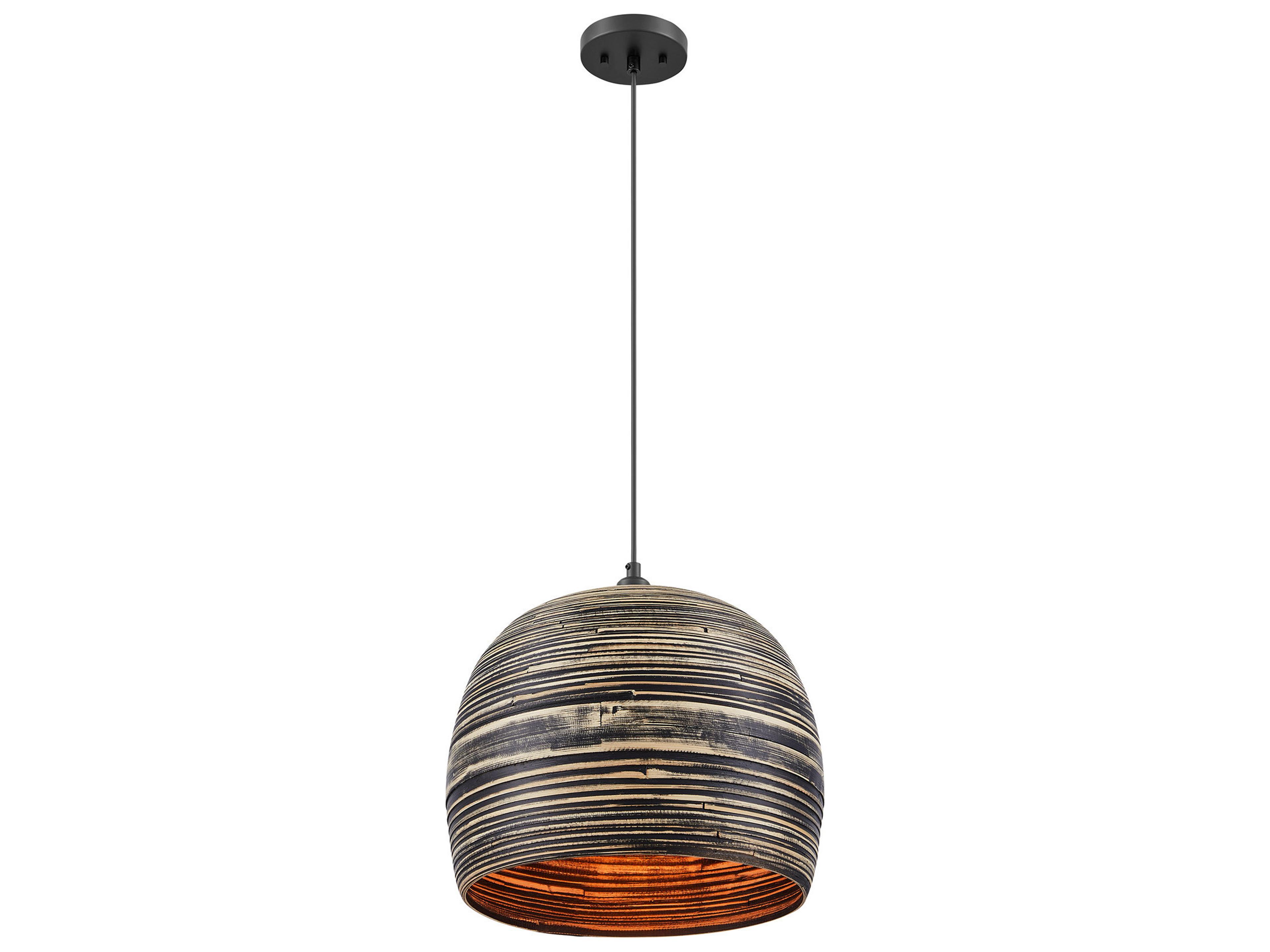 Savoy House Jamsen 1-Light Black Bamboo Wood Dome Pendant