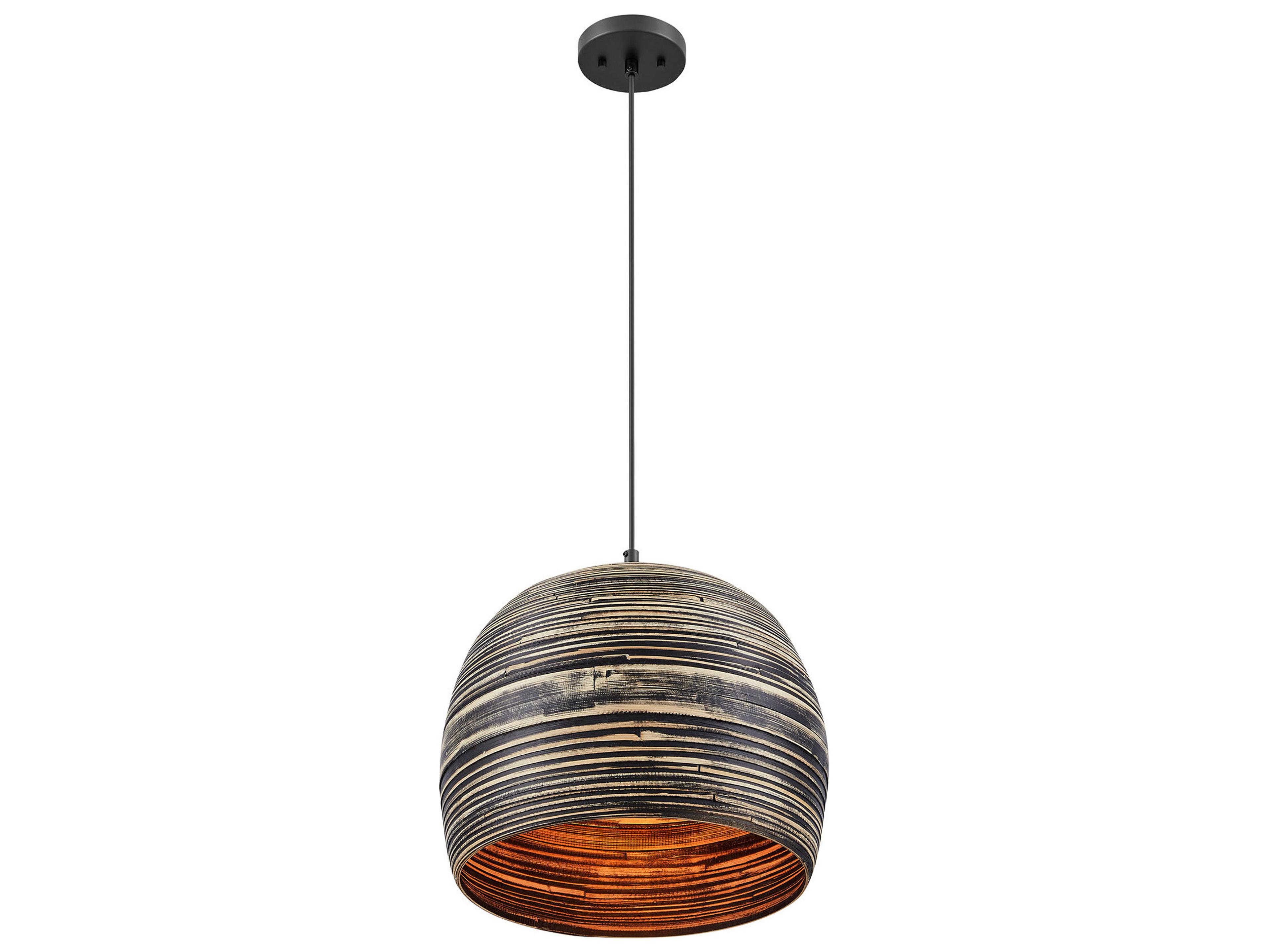 Savoy House Jamsen 1-Light Black Bamboo Wood Dome Pendant