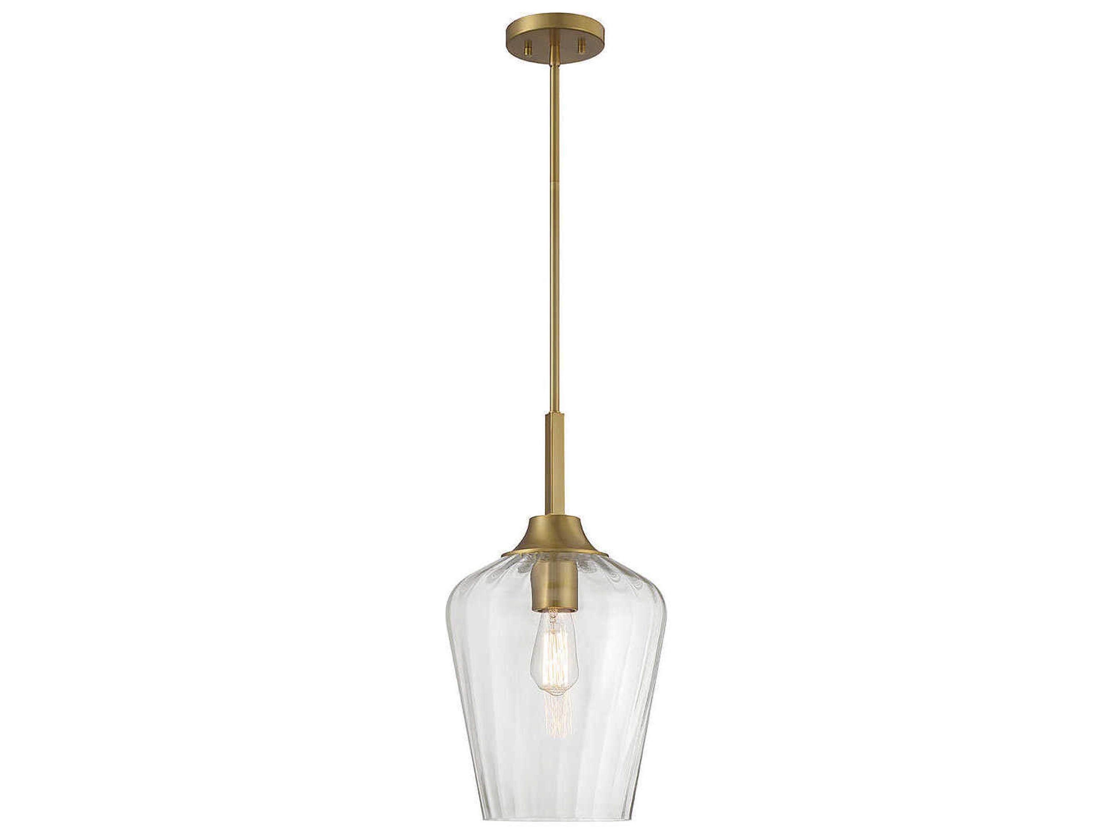 Carlton 1-Light Warm Brass Glass Bell Mini Pendant