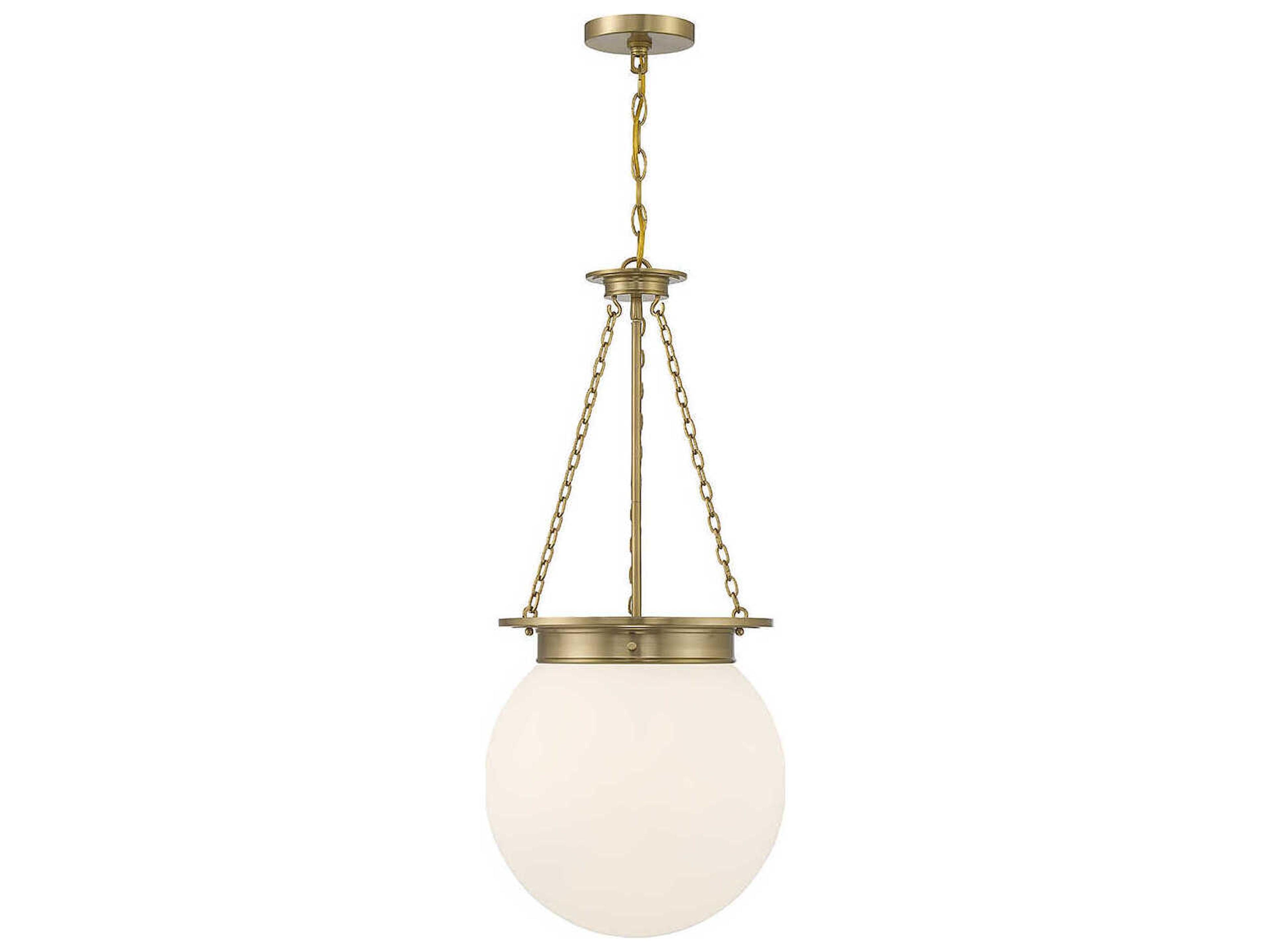 Manor 3-Light Orb Pendant Light in Warm Brass with White Opal Glass
