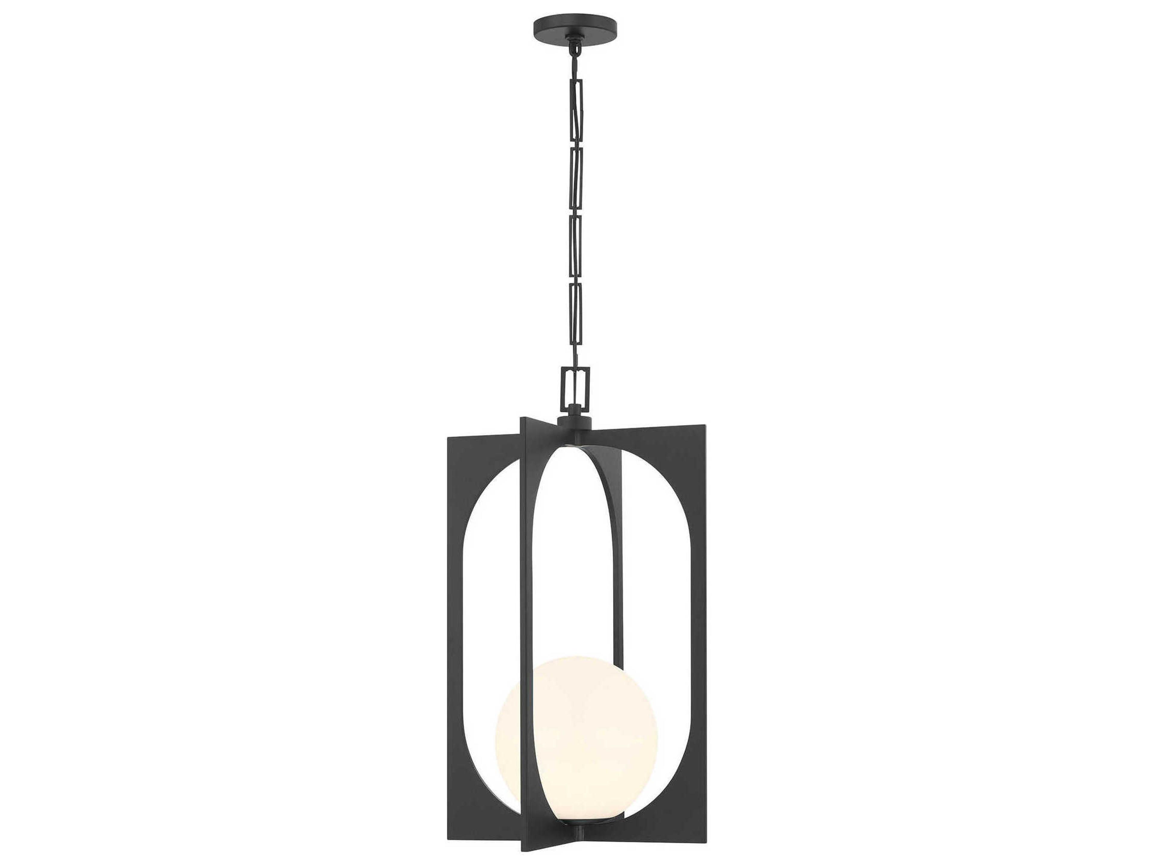 Harding 1-Light Matte Black Globe Lantern Pendant