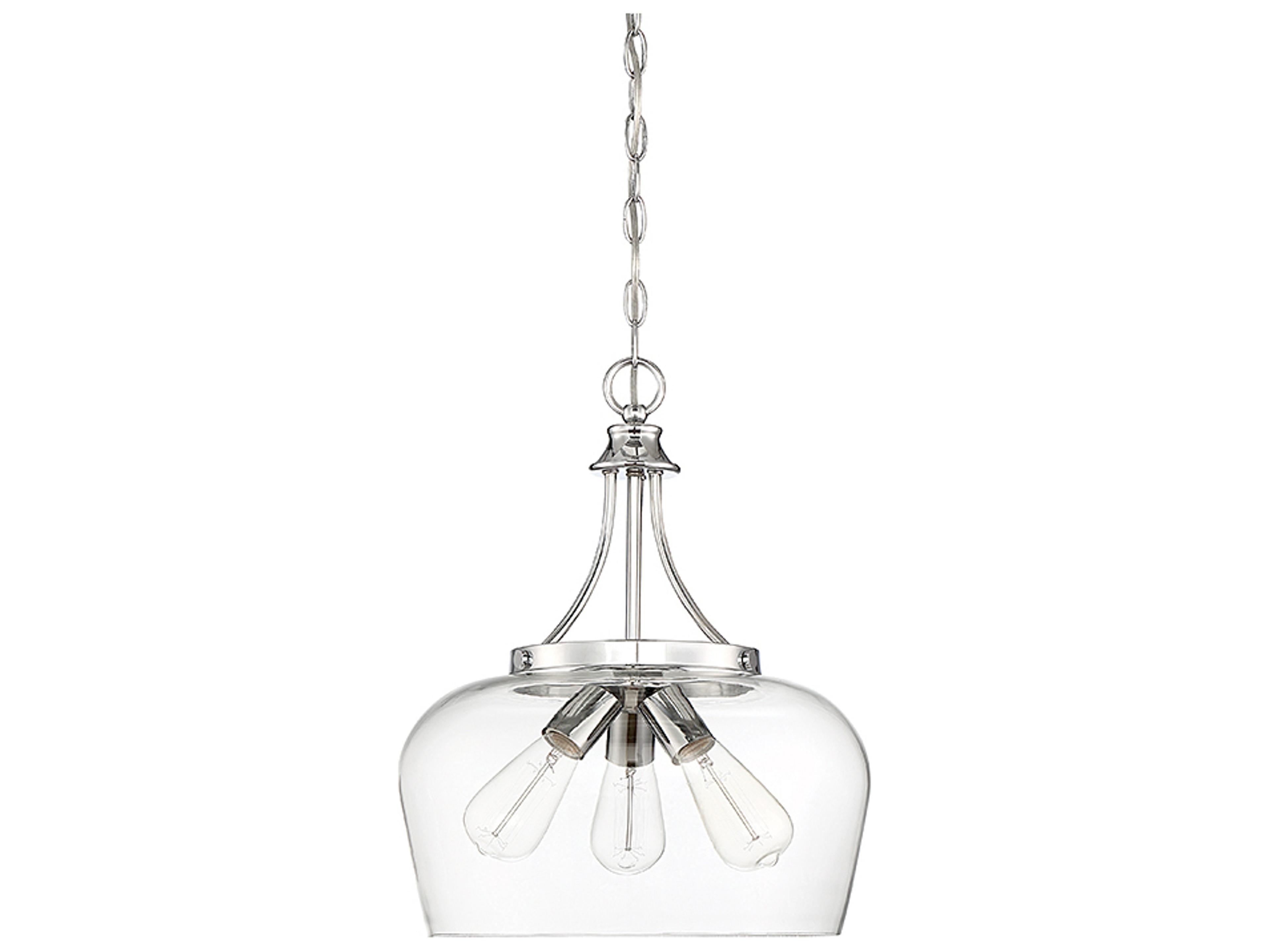 Savoy House Octave 3-Light Polished Chrome Glass Bowl Pendant