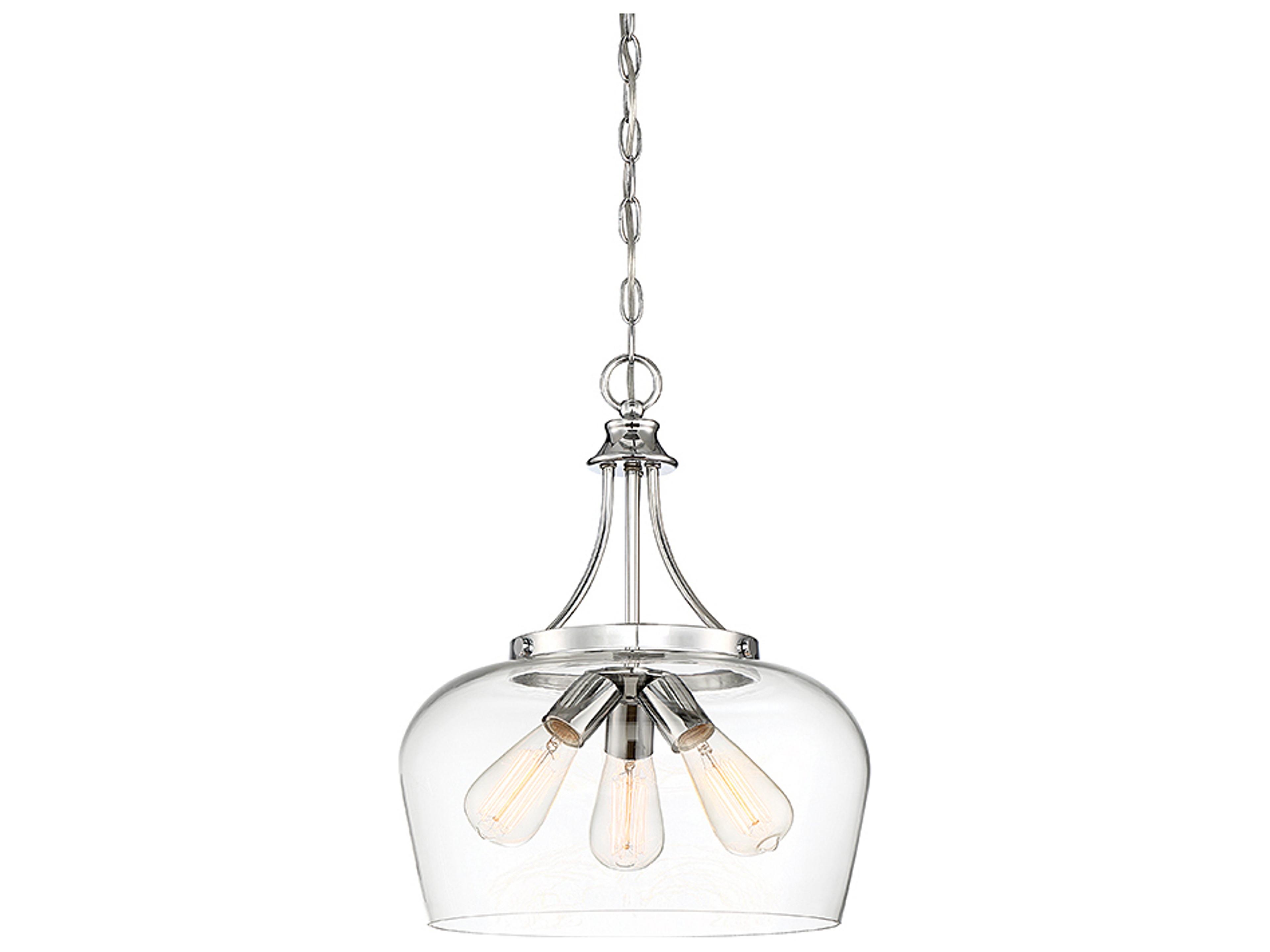 Savoy House Octave 3-Light Polished Chrome Glass Bowl Pendant