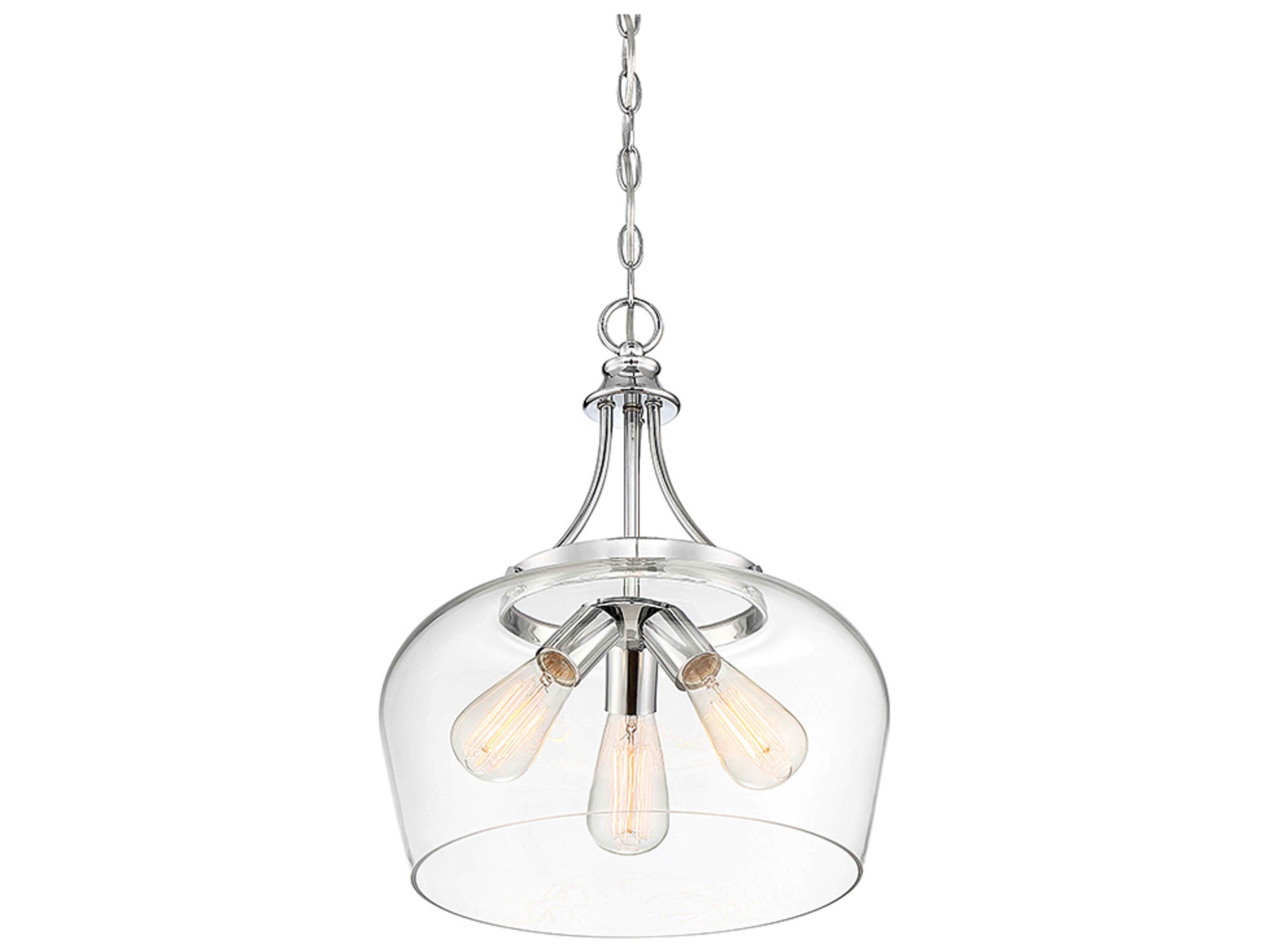 Savoy House Octave 3-Light Polished Chrome Glass Bowl Pendant