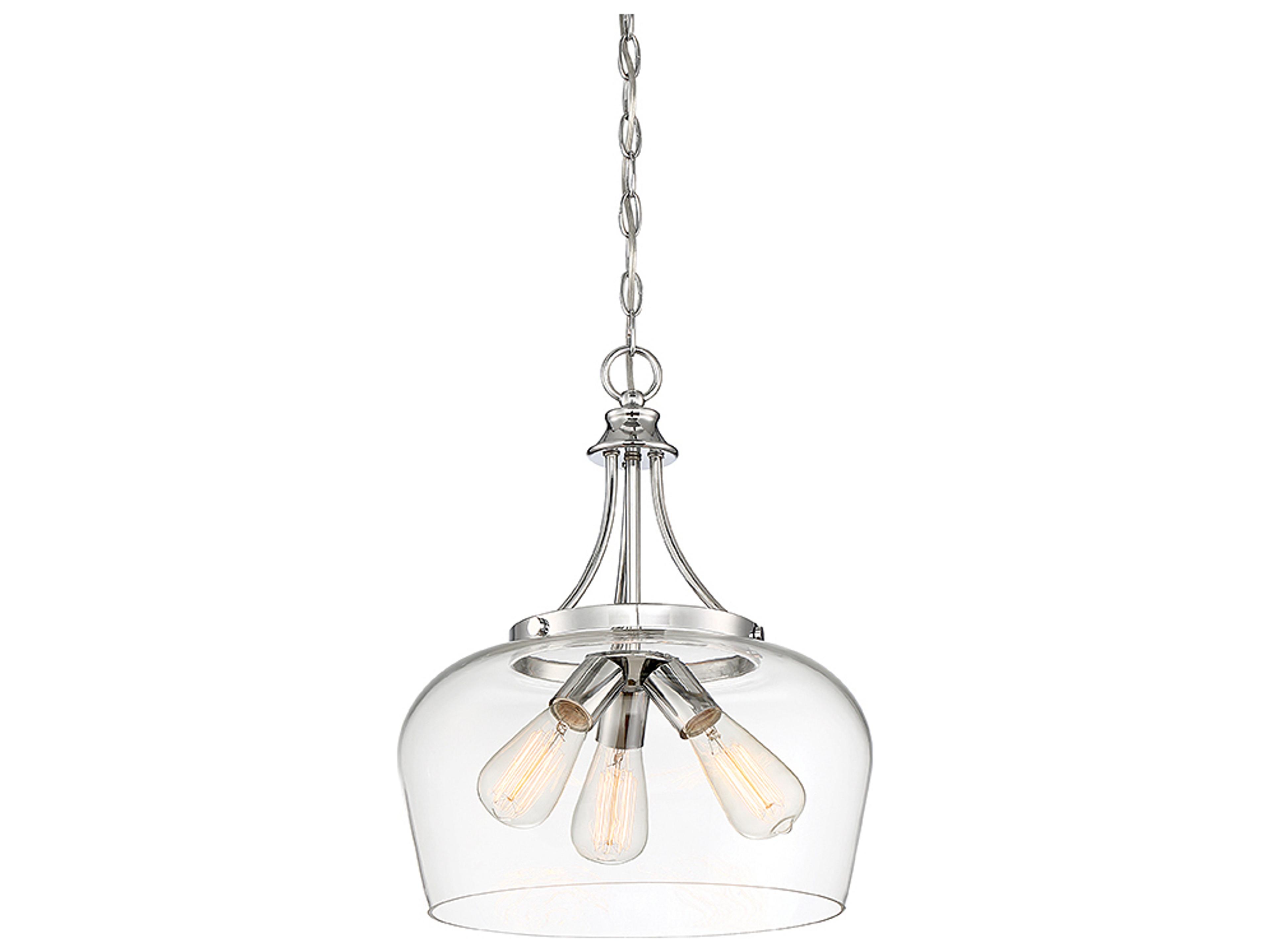 Savoy House Octave 3-Light Polished Chrome Glass Bowl Pendant