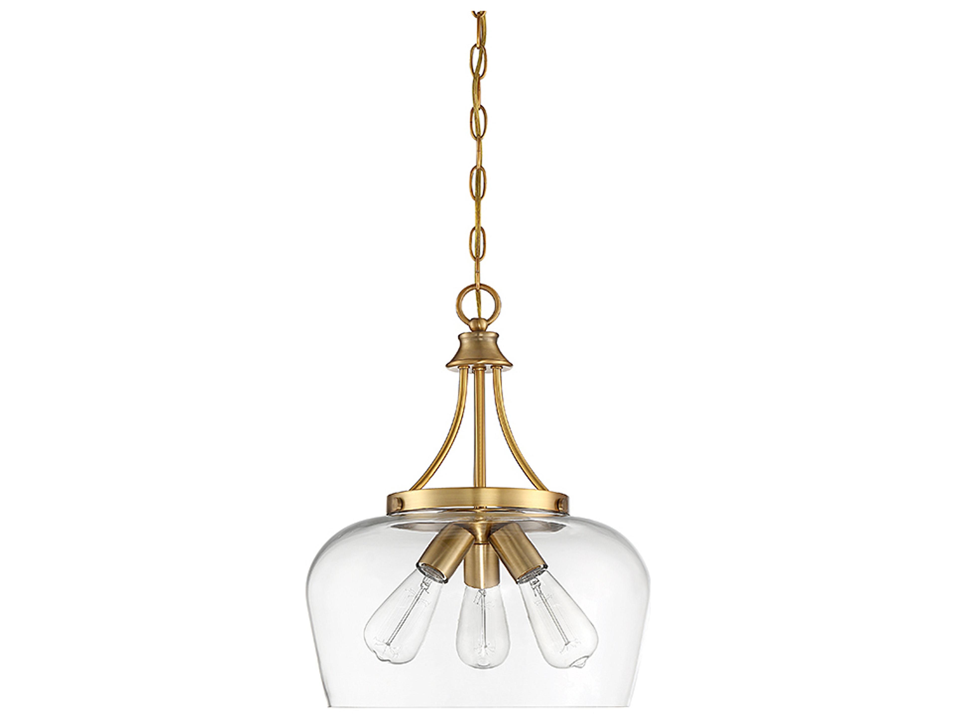 Savoy House Octave 3-Light Warm Brass Glass Bowl Pendant