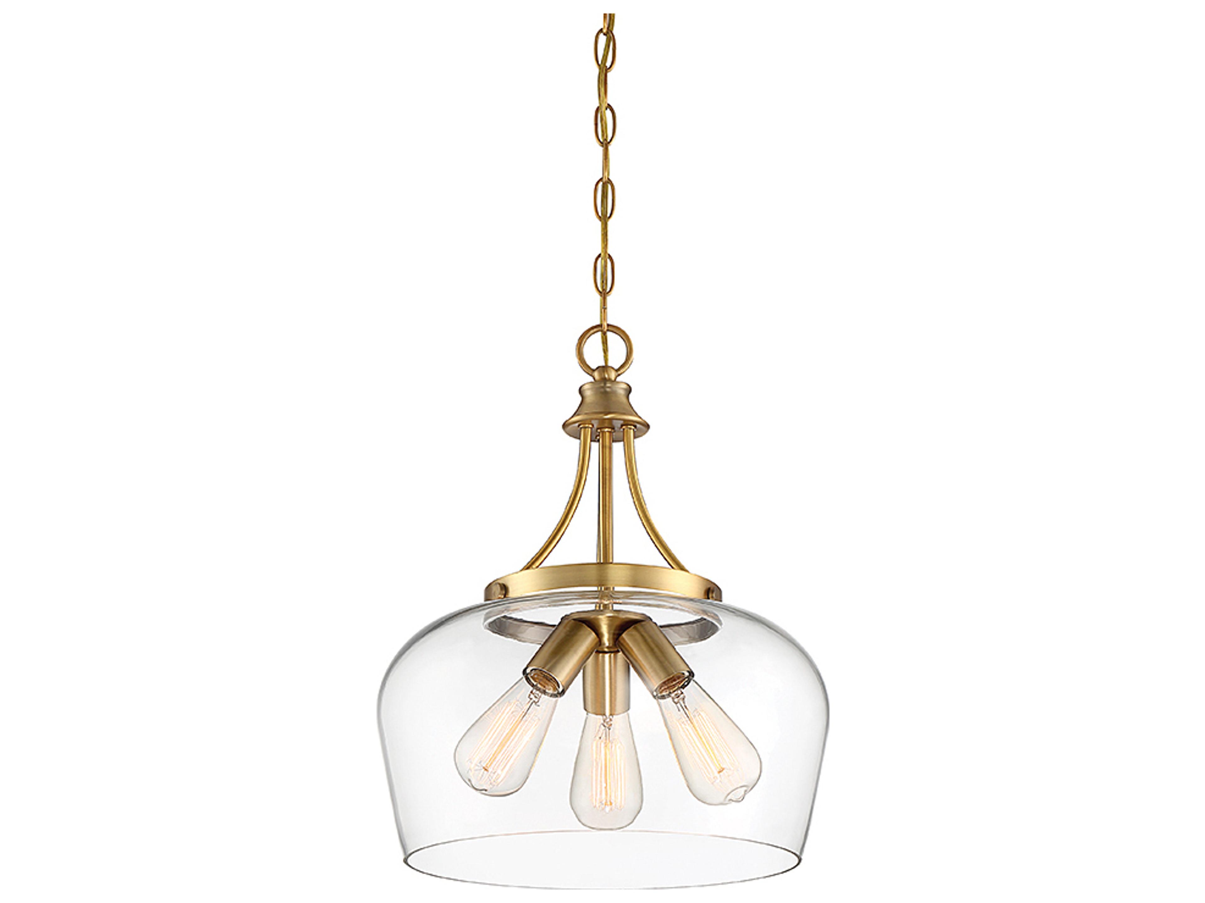 Savoy House Octave 3-Light Warm Brass Glass Bowl Pendant