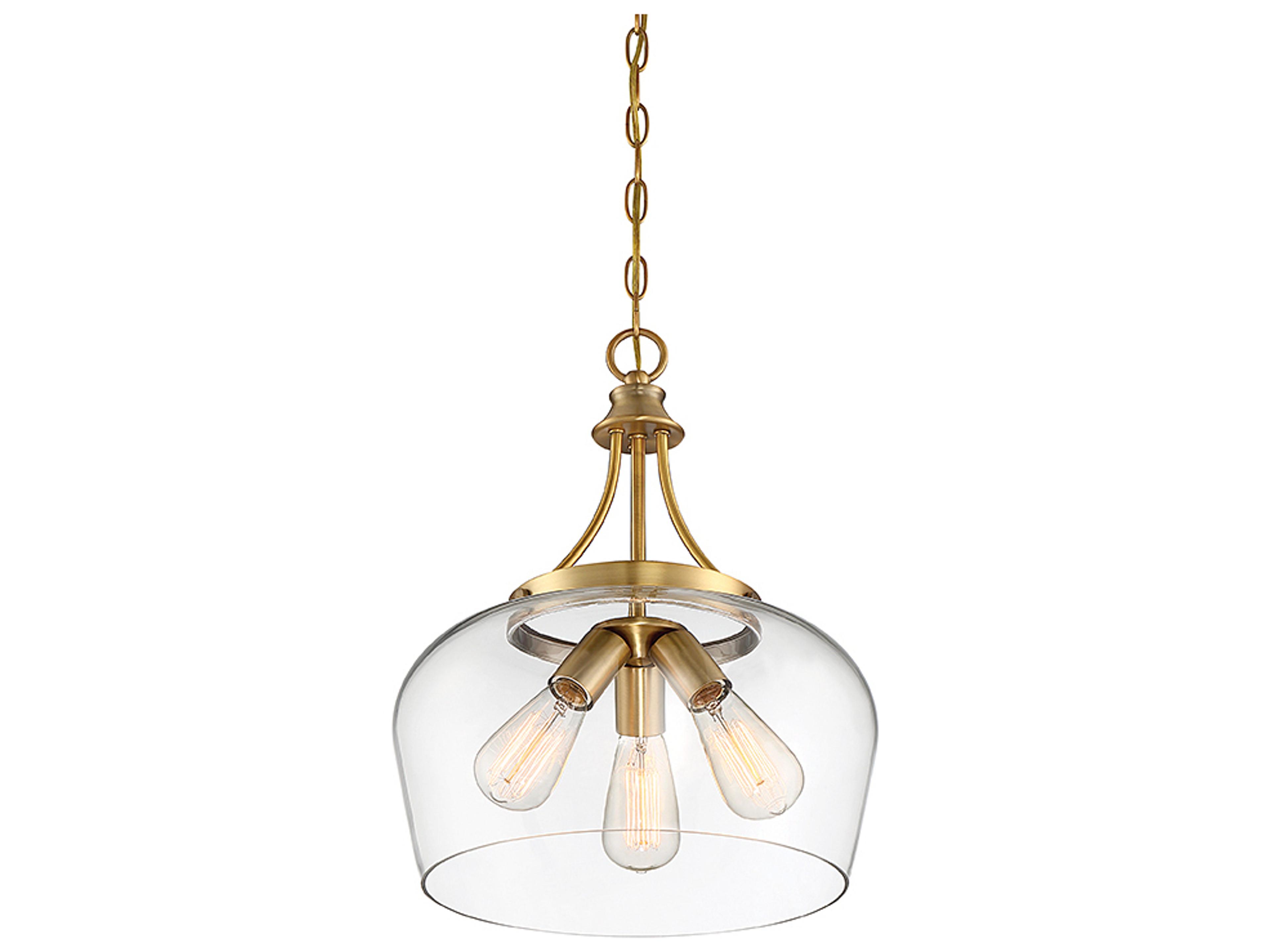 Savoy House Octave 3-Light Warm Brass Glass Bowl Pendant
