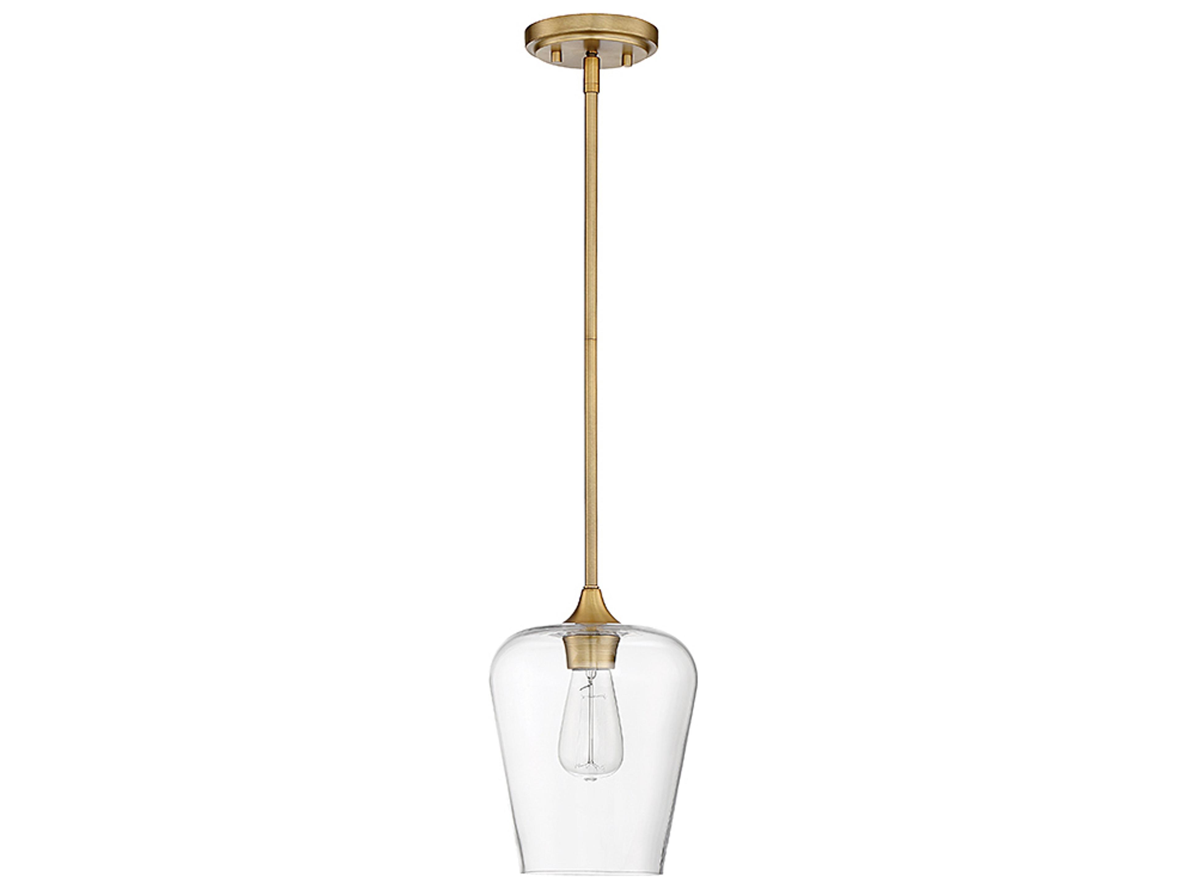 Savoy House Octave 1-Light Warm Brass Glass Bell Mini Pendant