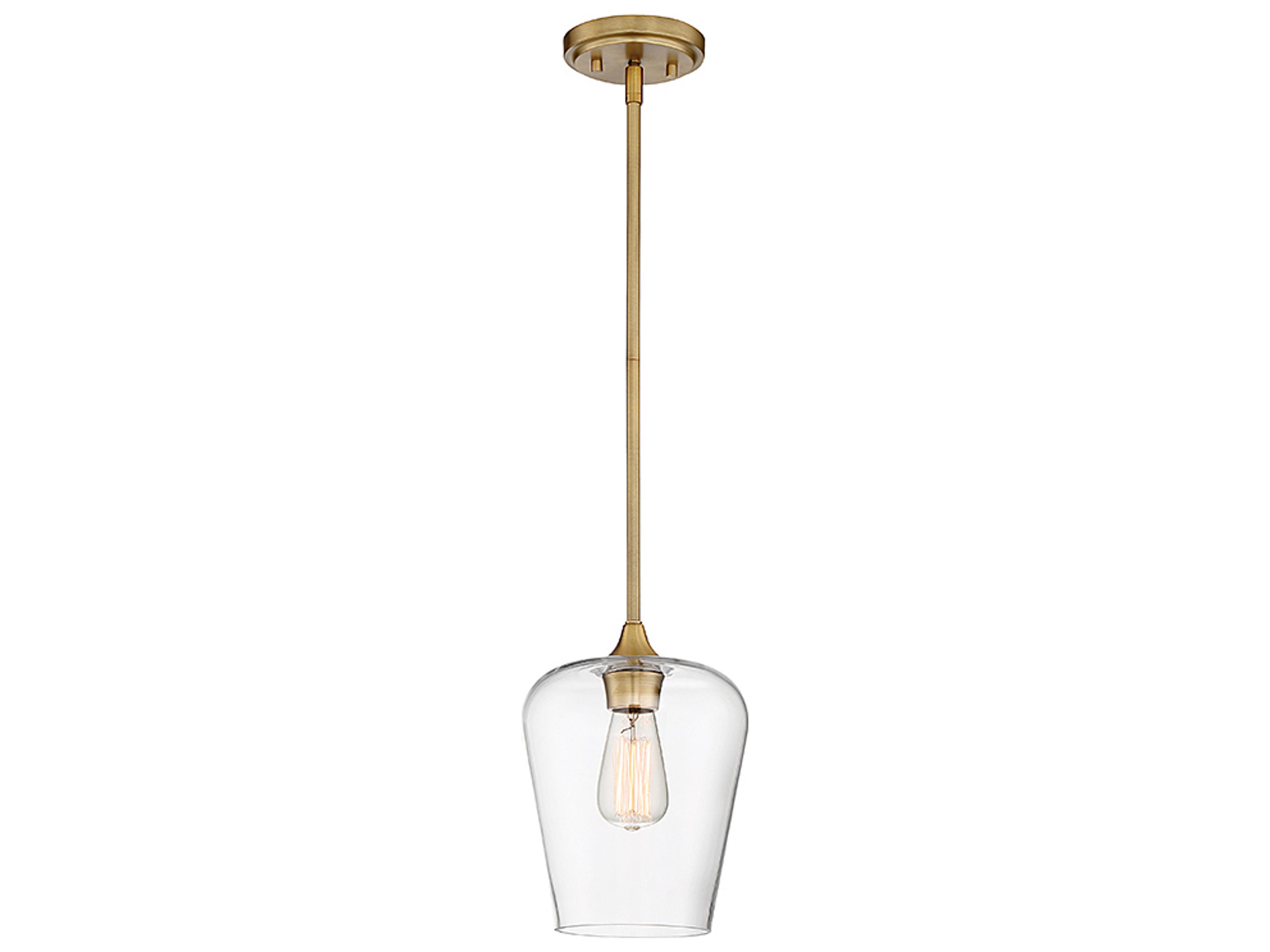 Savoy House Octave 1-Light Warm Brass Glass Bell Mini Pendant