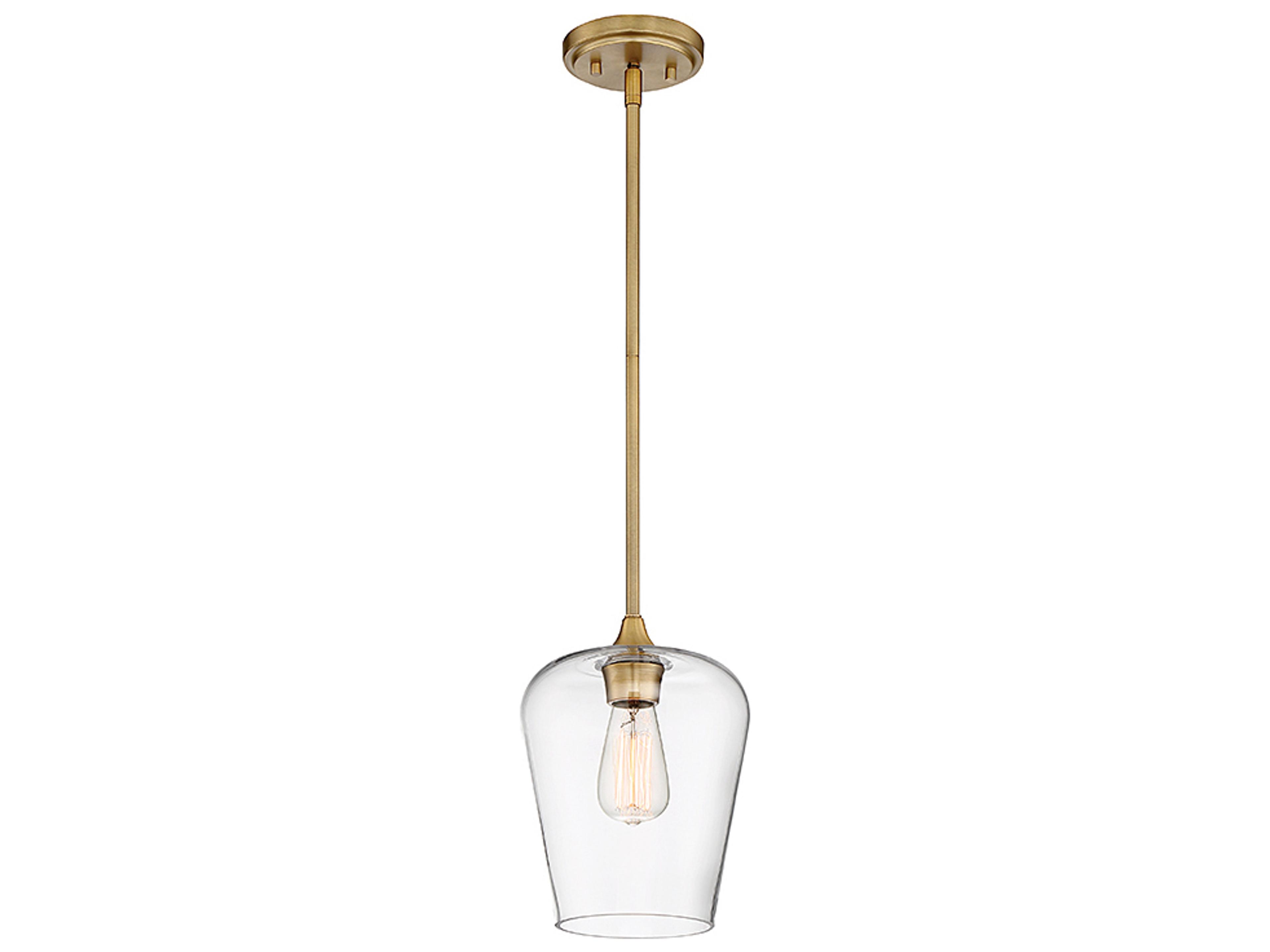 Savoy House Octave 1-Light Warm Brass Glass Bell Mini Pendant