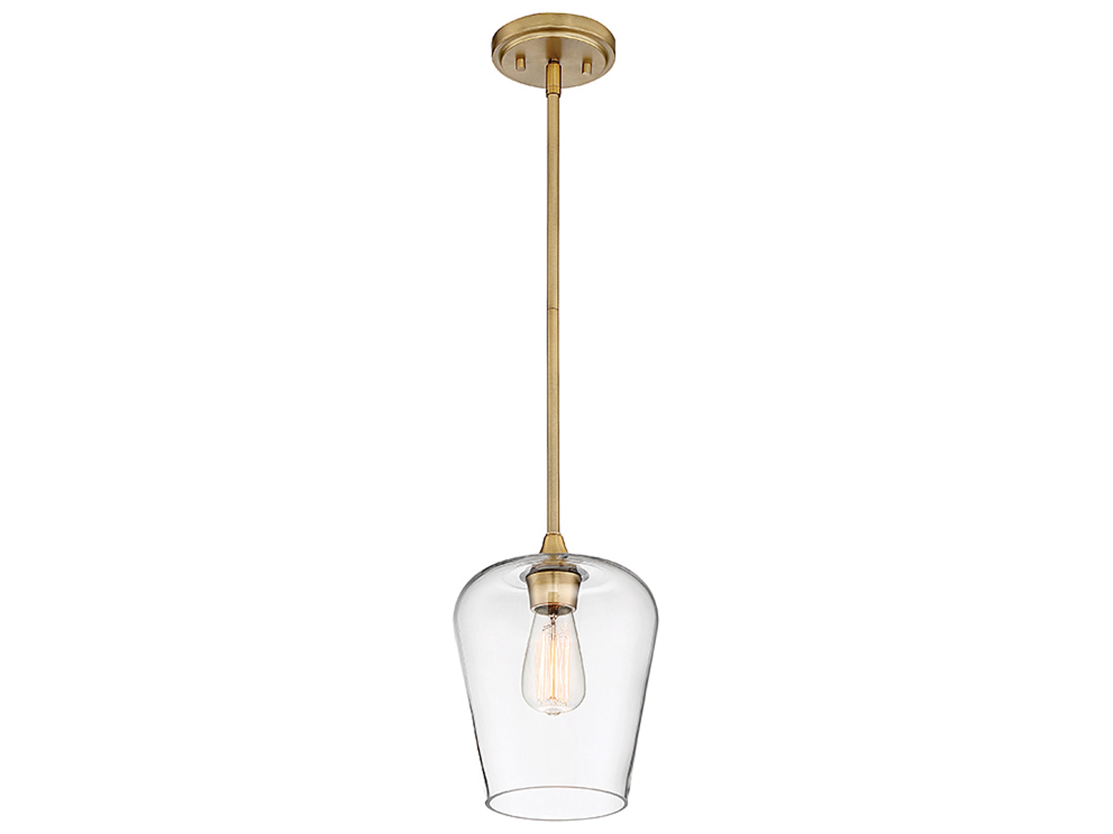 Savoy House Octave 1-Light Warm Brass Glass Bell Mini Pendant