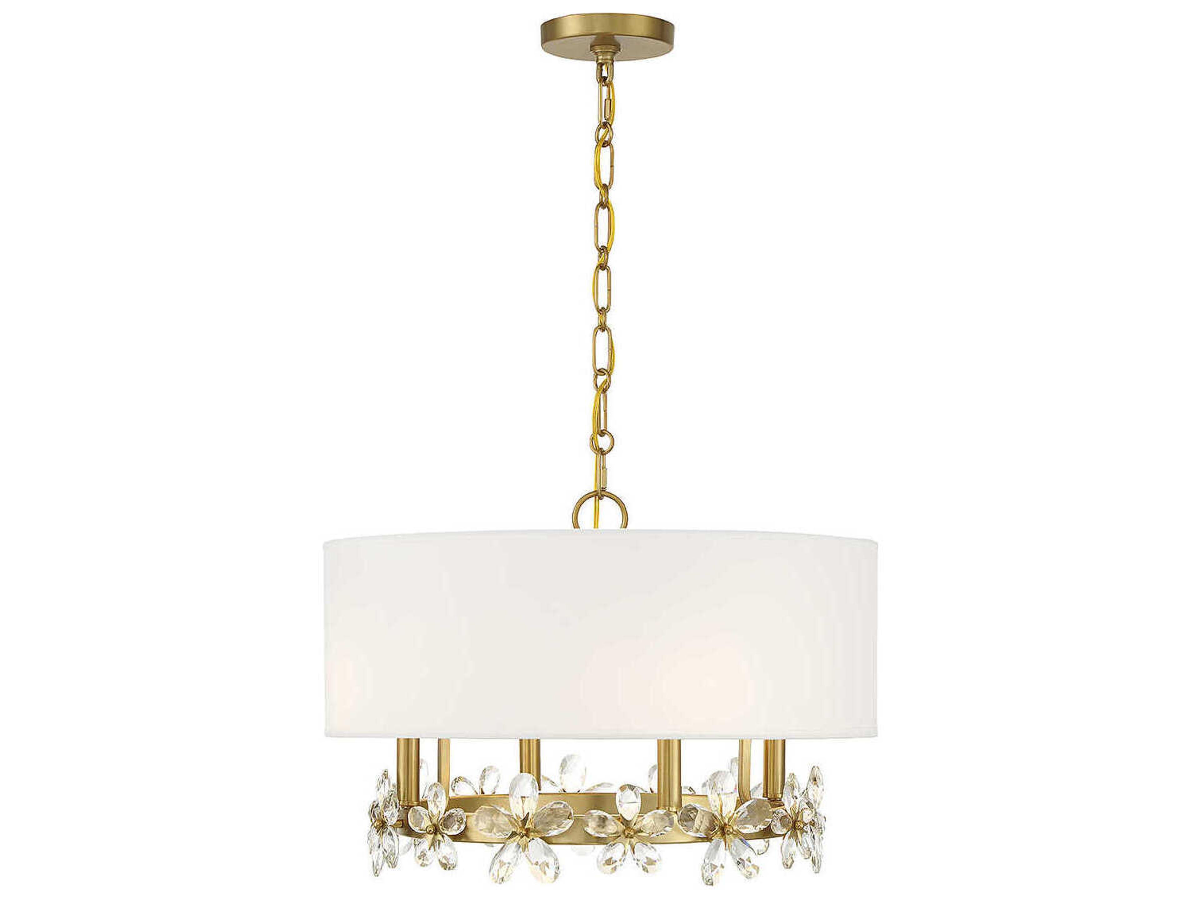 Dahlia 4-Light Warm Brass Crystal Drum Pendant