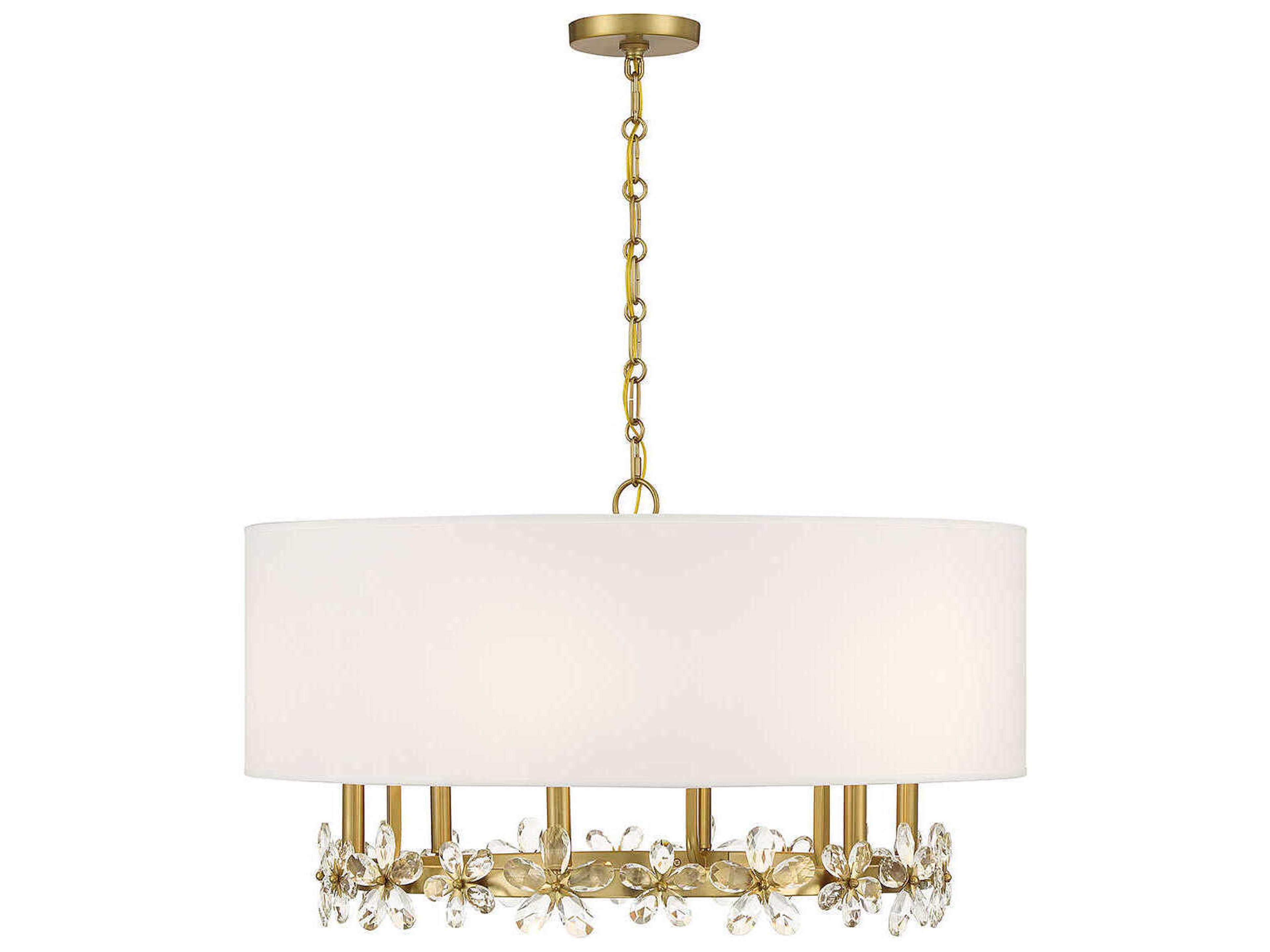 Dahlia 6-Light Warm Brass Crystal Drum Pendant