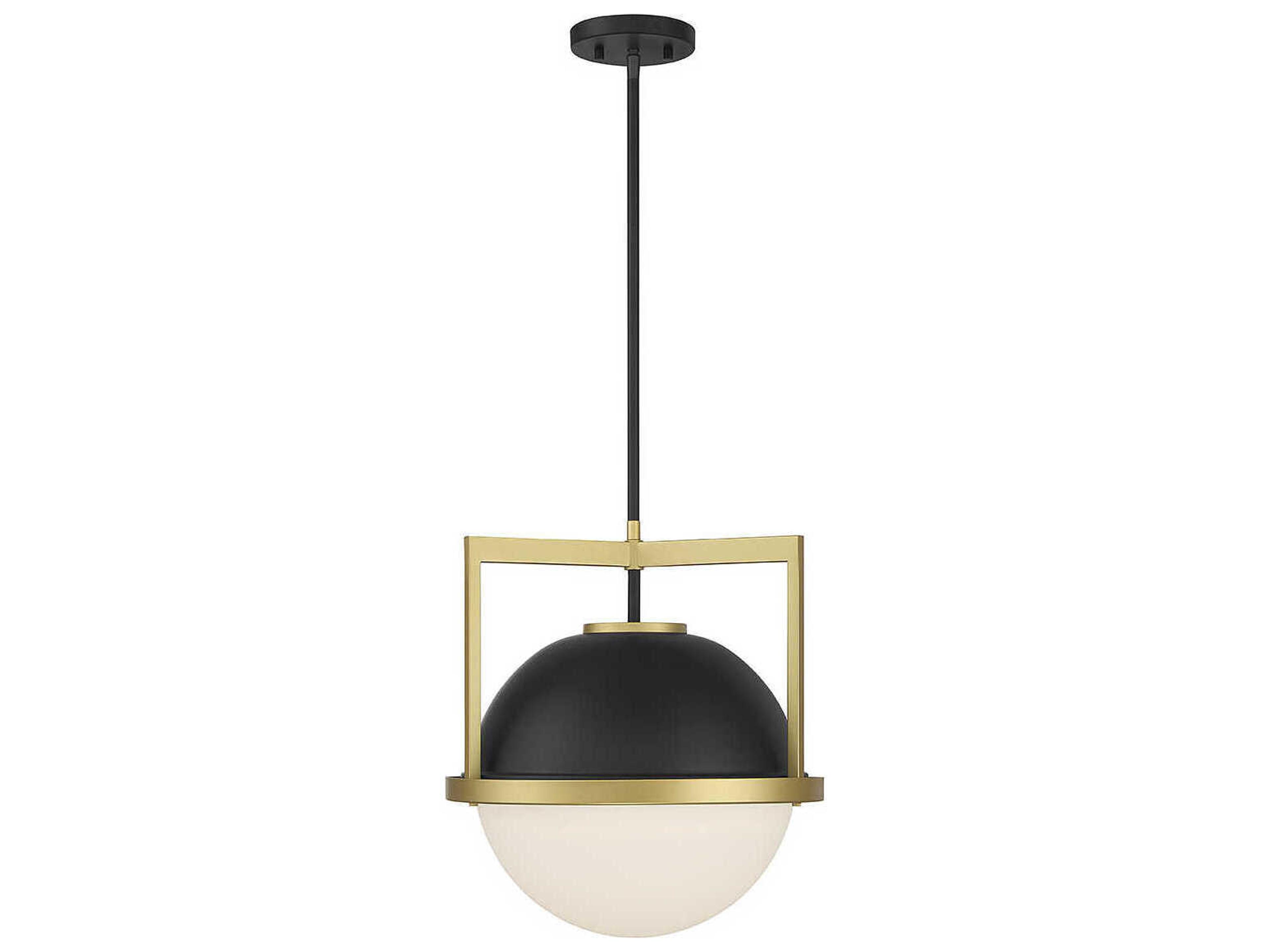 Carlysle 1-Light Matte Black Warm Brass Glass Globe Pendant