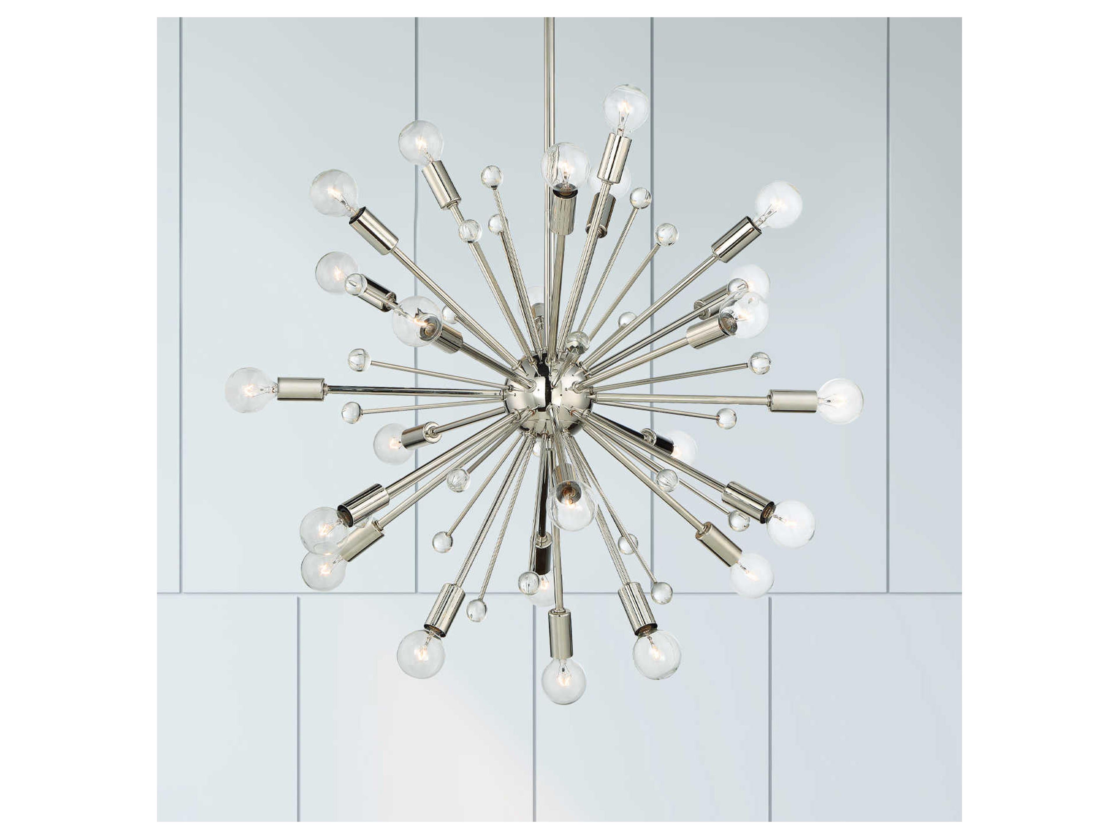 Savoy House Galea 24-Light Polished Nickel Crystal Sputnik Pendant