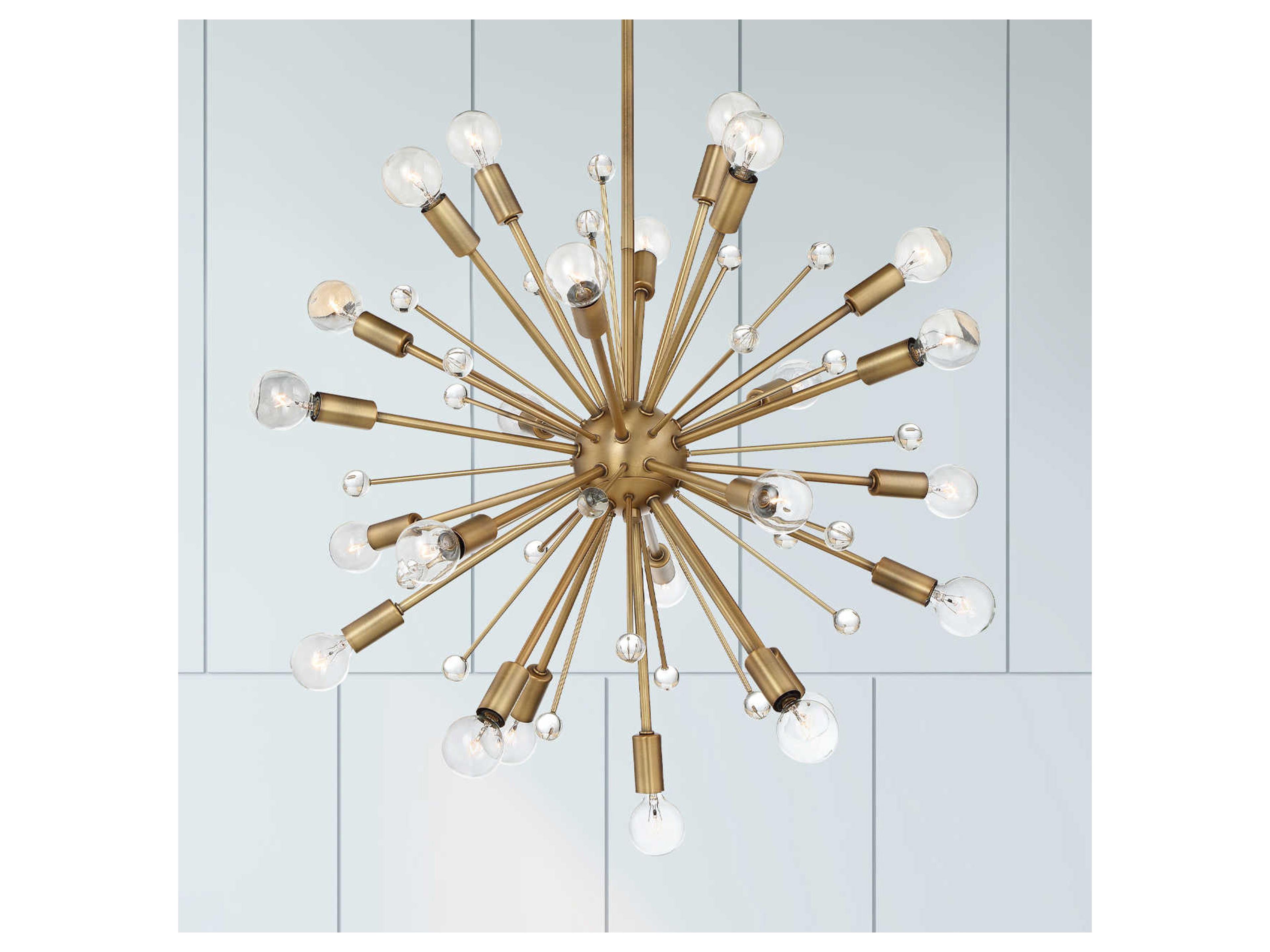 Savoy House Galea 24-Light Warm Brass Crystal Sputnik Pendant