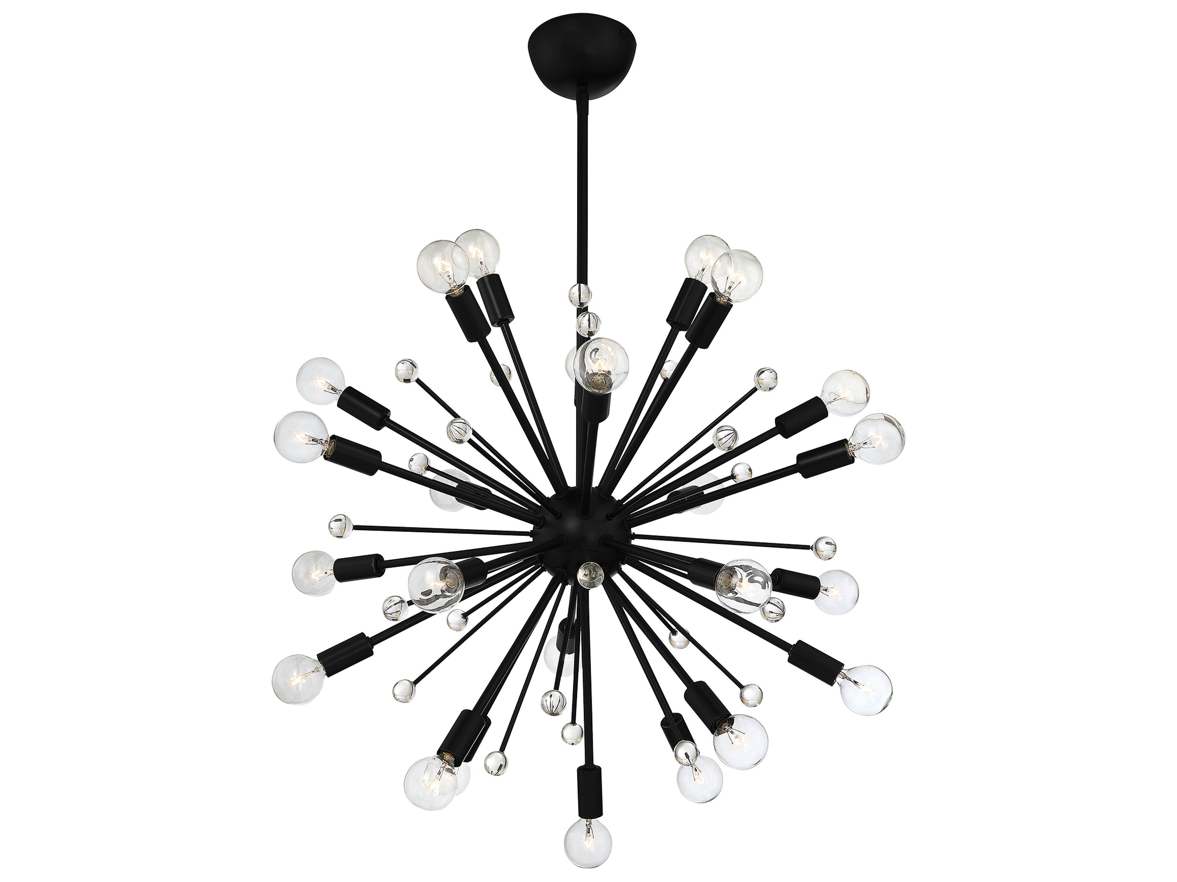 Savoy House Galea 24-Light Matte Black Crystal Sputnik Pendant
