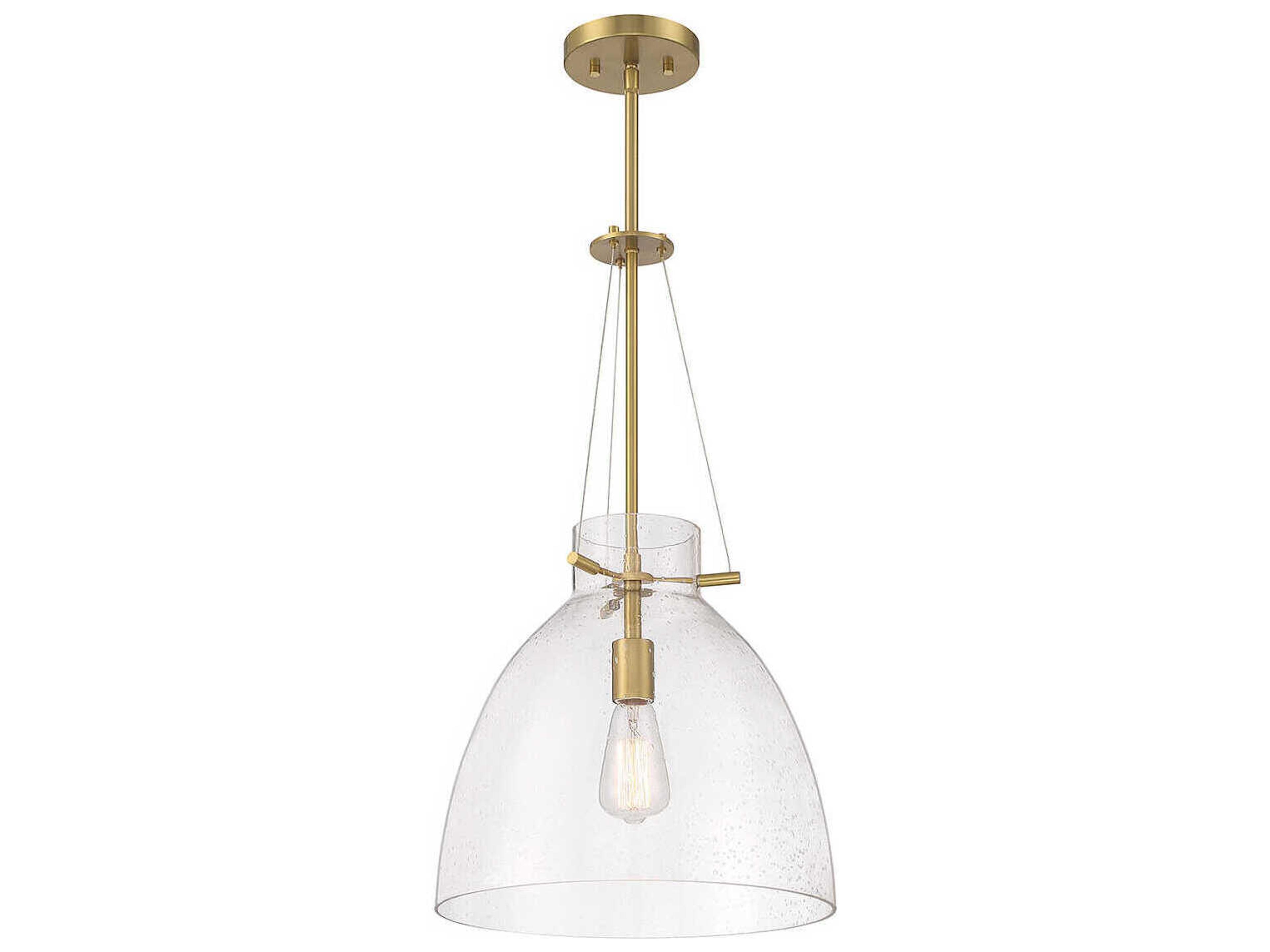 Savoy House Foster 1-Light Warm Brass Glass Dome Pendant