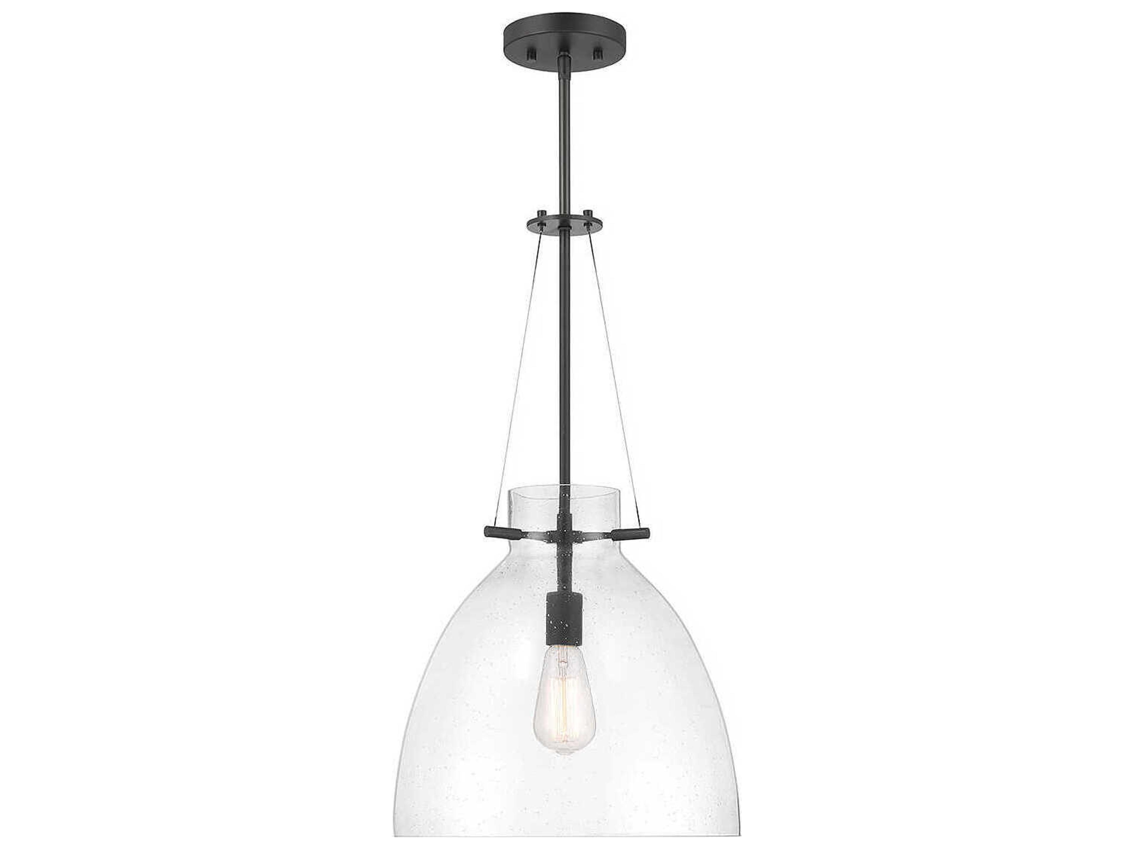 Foster 1-Light Matte Black Glass Dome Pendant