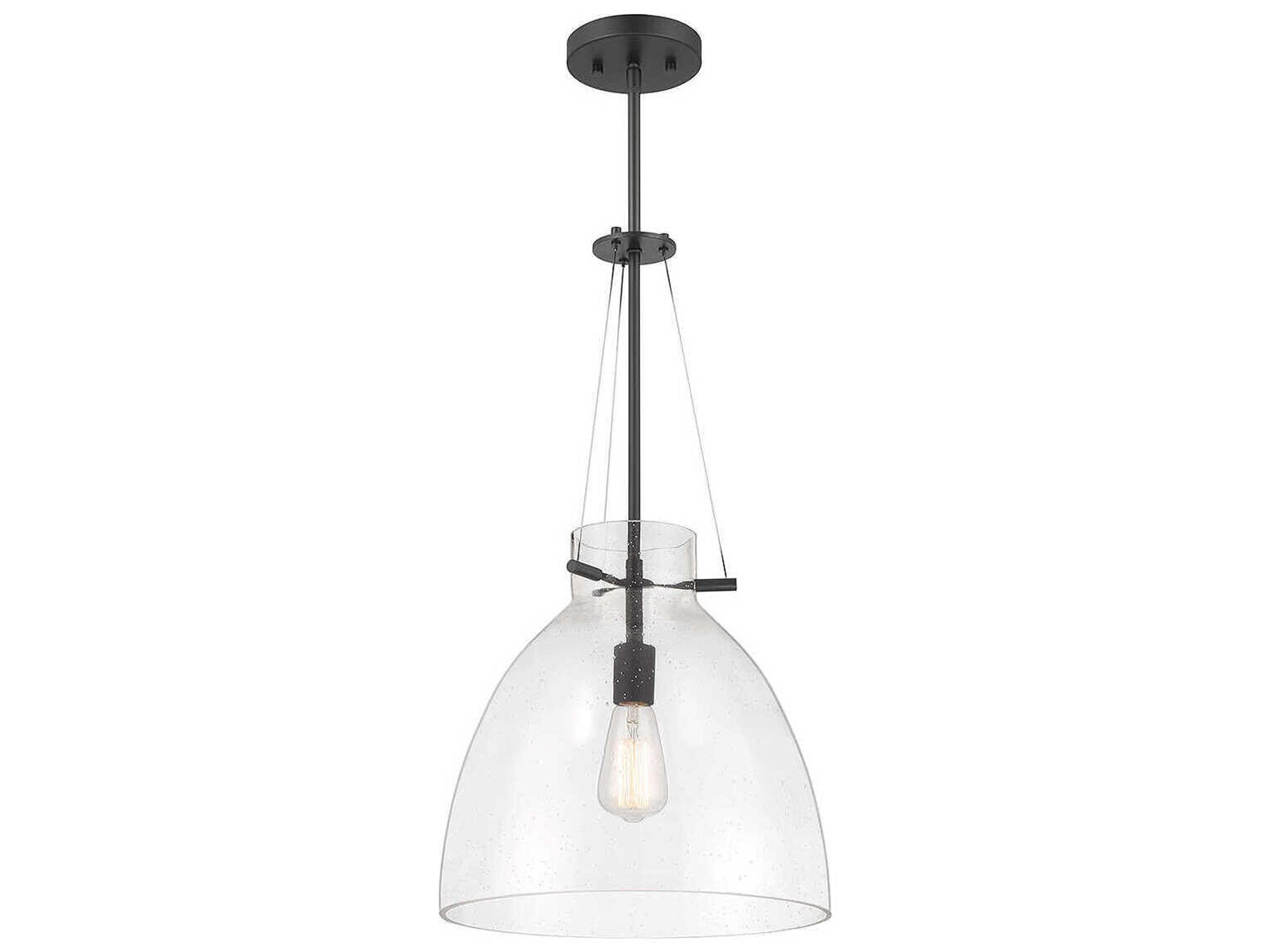 Savoy House Foster 1-Light Matte Black Glass Dome Pendant