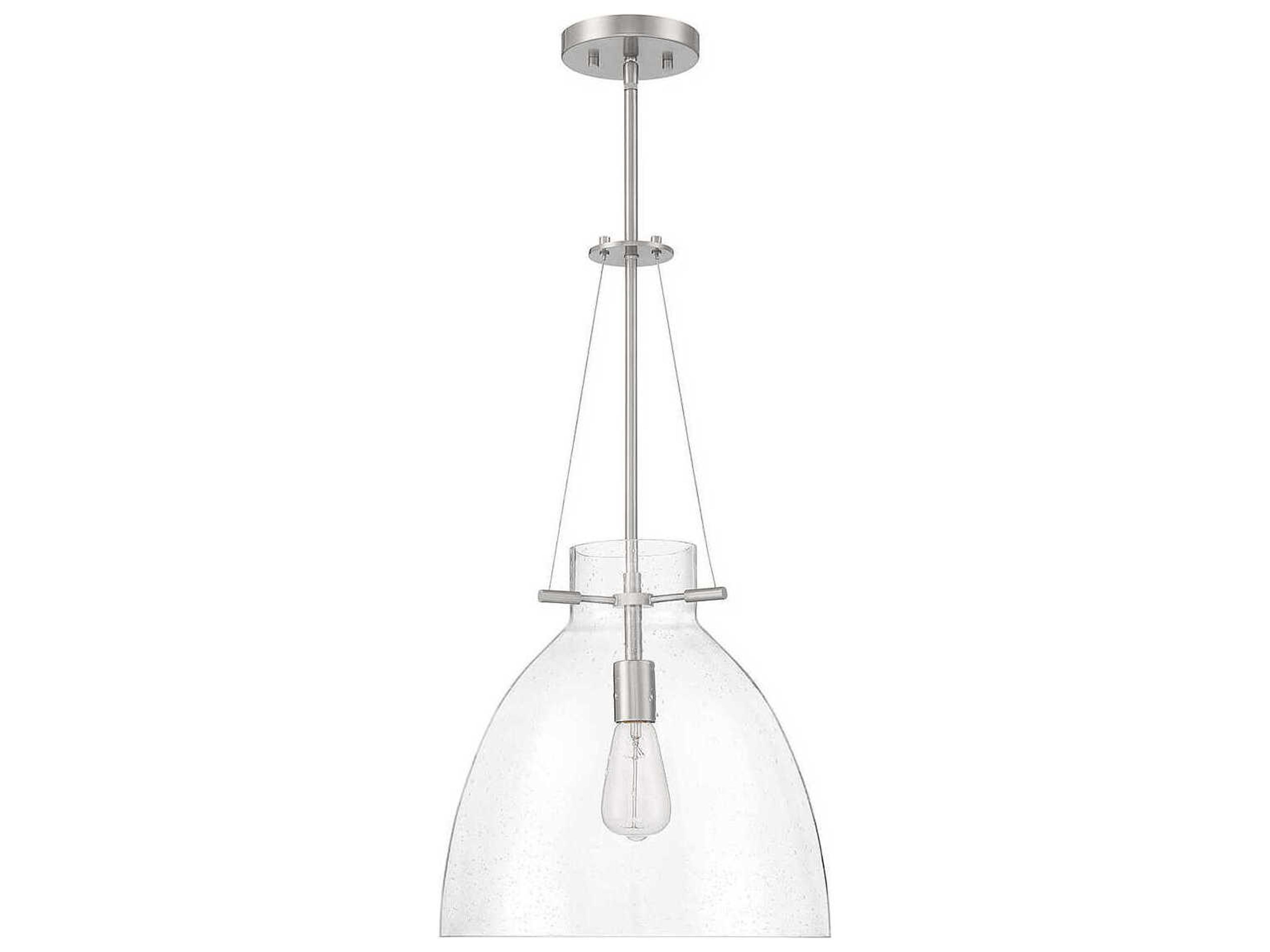 Savoy House Foster 1-Light Satin Nickel Glass Dome Pendant