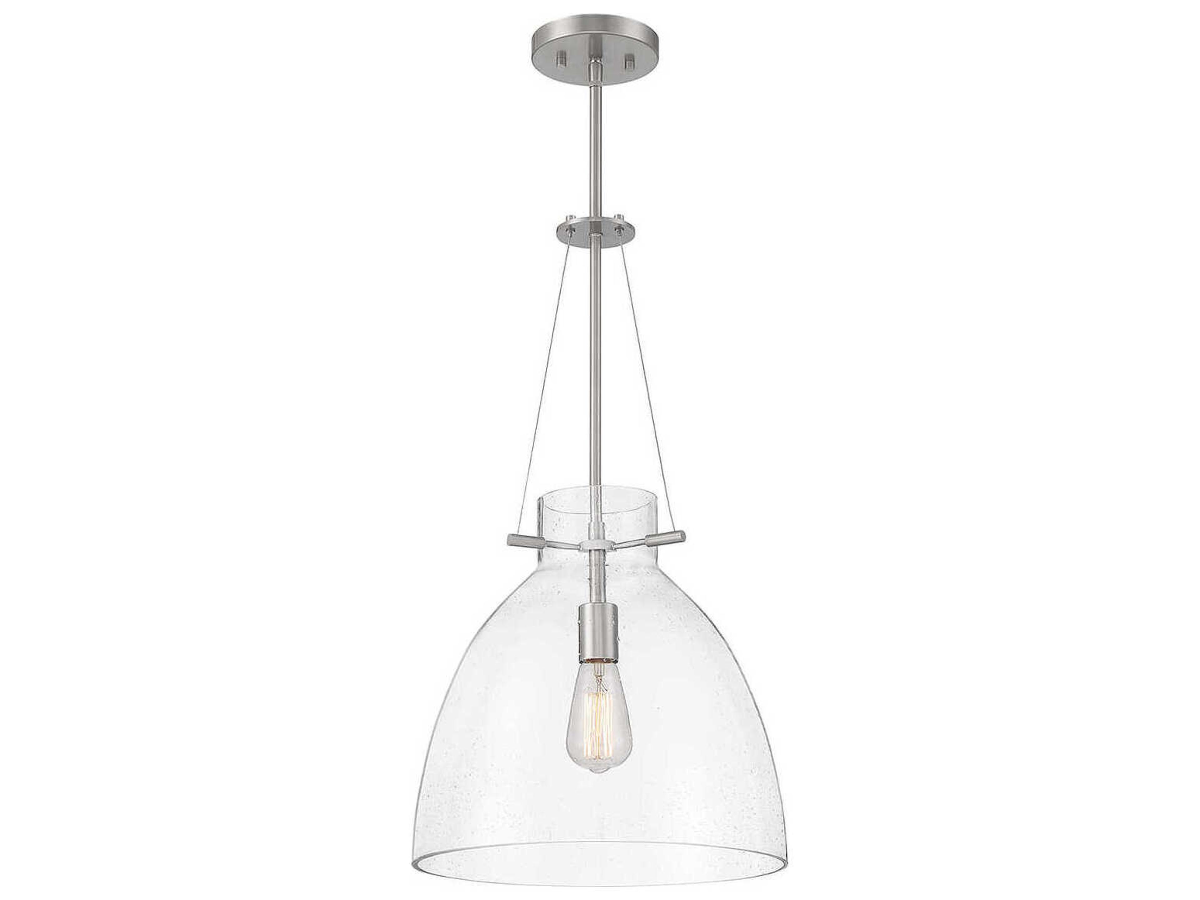 Savoy House Foster 1-Light Satin Nickel Glass Dome Pendant