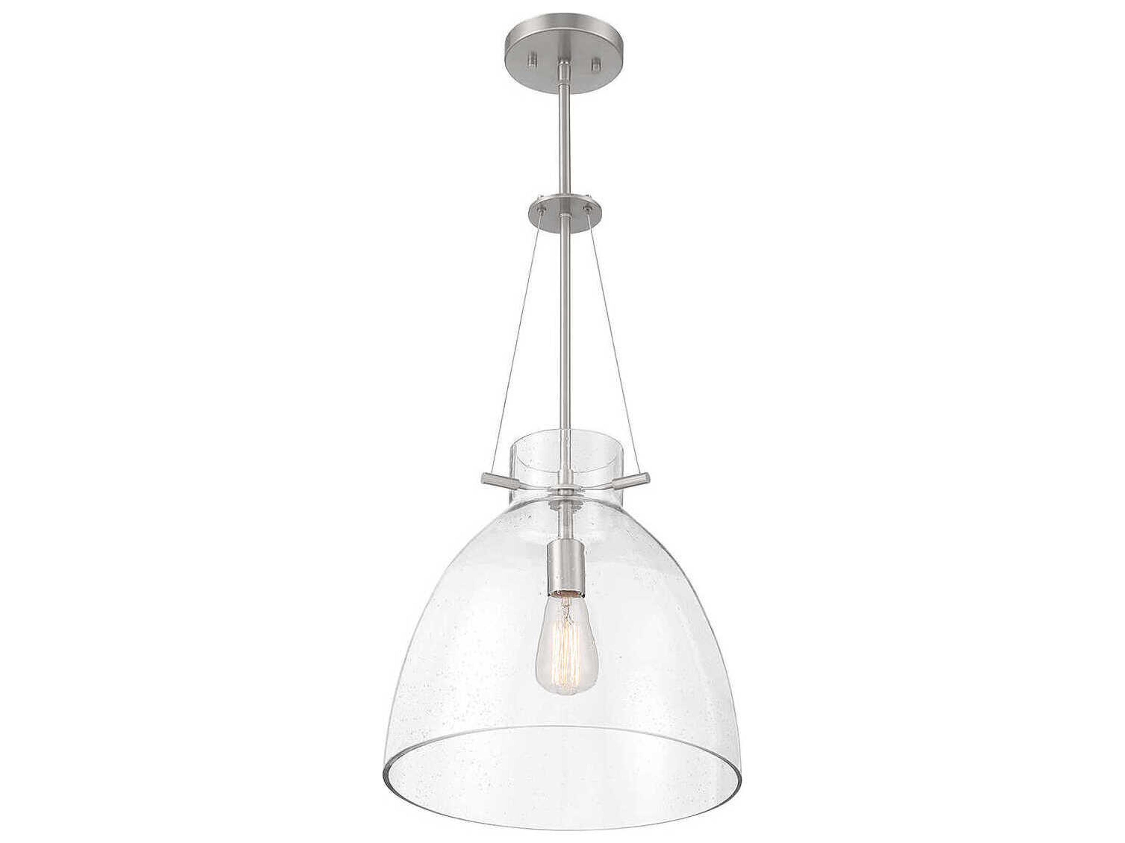 Savoy House Foster 1-Light Satin Nickel Glass Dome Pendant